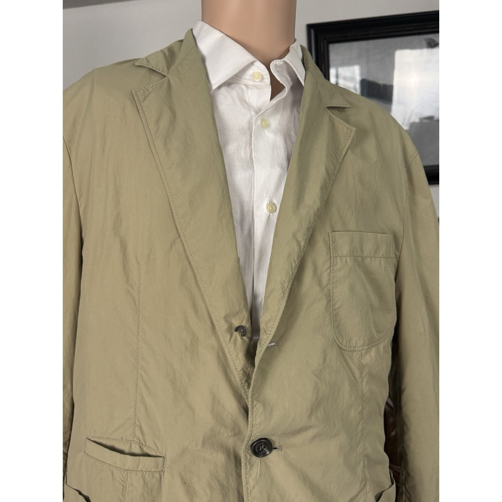 Brunello Cucinelli Brunello Cucinelli Nylon Khaki Blazer Sportcoat Safari 50/40 Size 38R - 2 Thumbnail