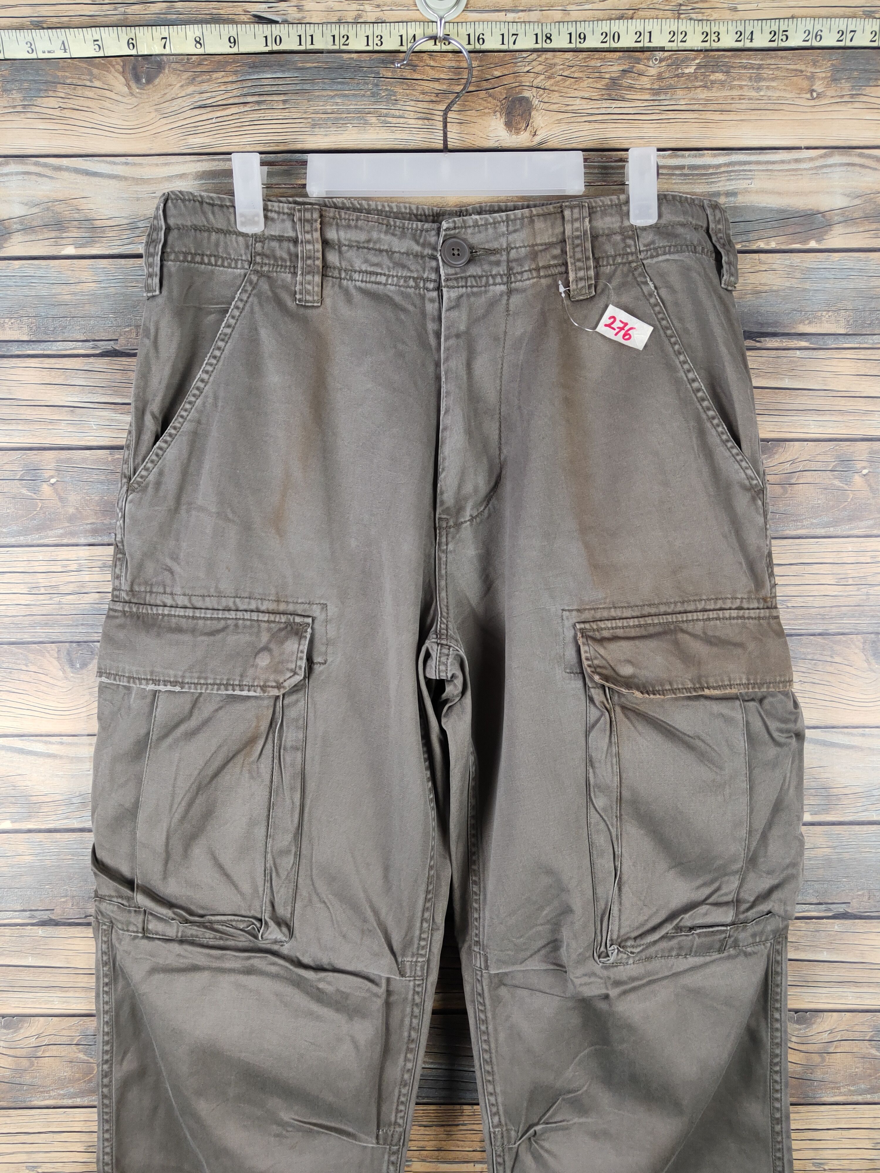 Japanese Brand DL Real Crush Clothing Olive Multipocket Cargo Pants #276 Size US 32 / EU 48 - 2 Thumbnail