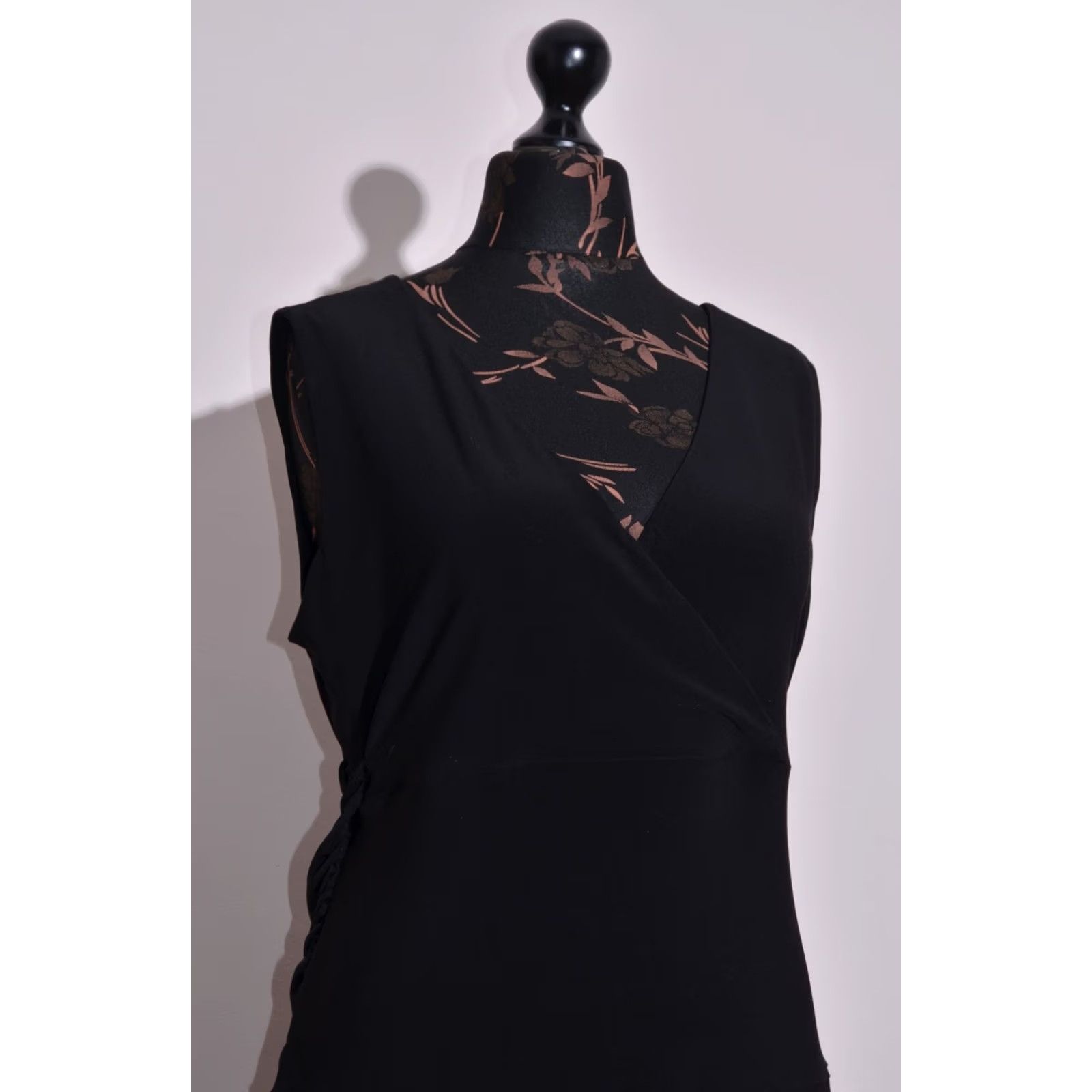 Joseph Ribkoff Joseph Ribkoff Dress Black Faux Wrap Sleeveless Women's UK18 US16 D44 Knee Length V-Neck Party/Cocktail A-Line XS? Size XXL / US 16-18 / IT 52-54 - 2 Thumbnail
