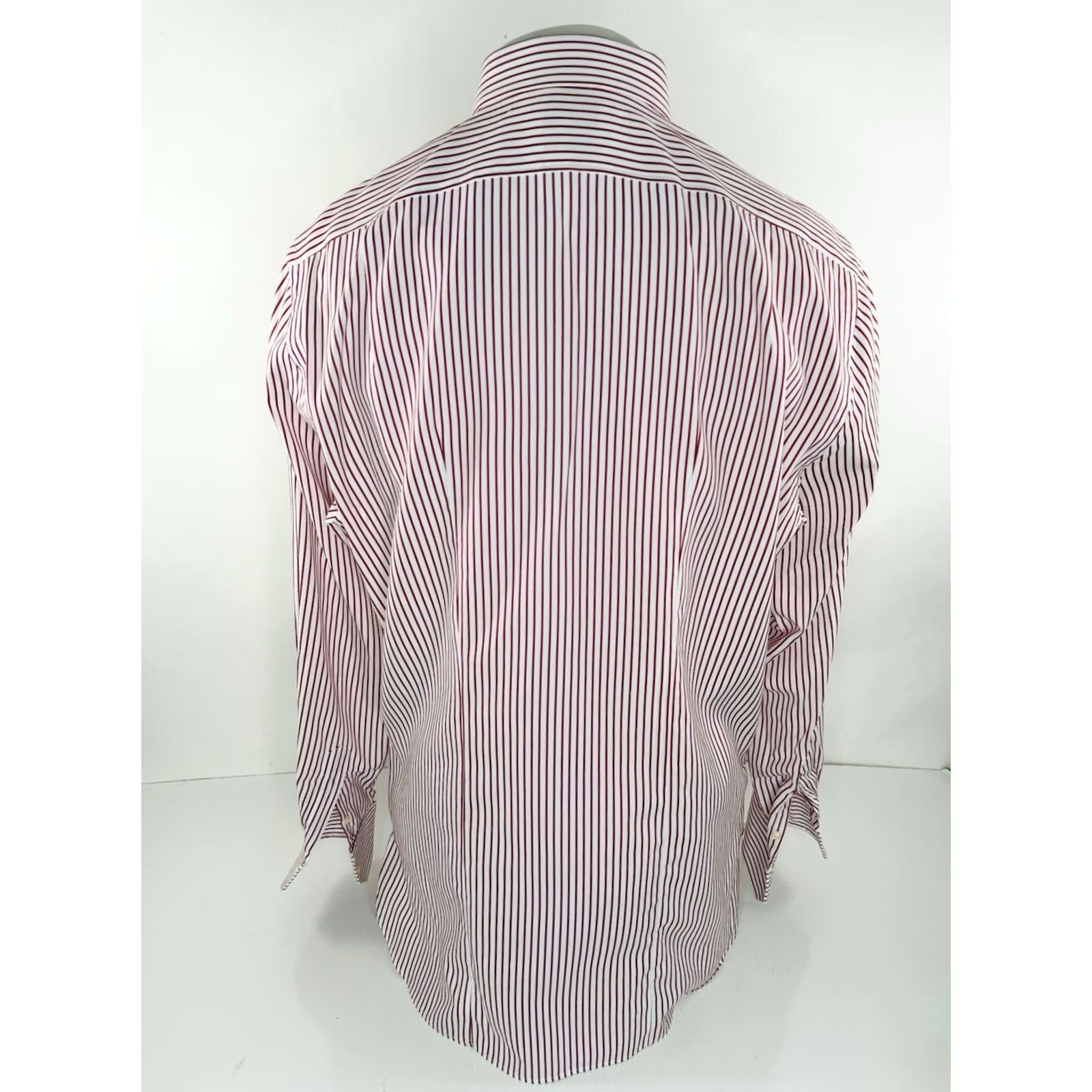 Vintage Boggi Milano - Striped Shirt Mens 17.5 / 44 Dress Shirt Regular Size Red White - 90s Style? Size US XXL / EU 58 / 5 - 3 Thumbnail