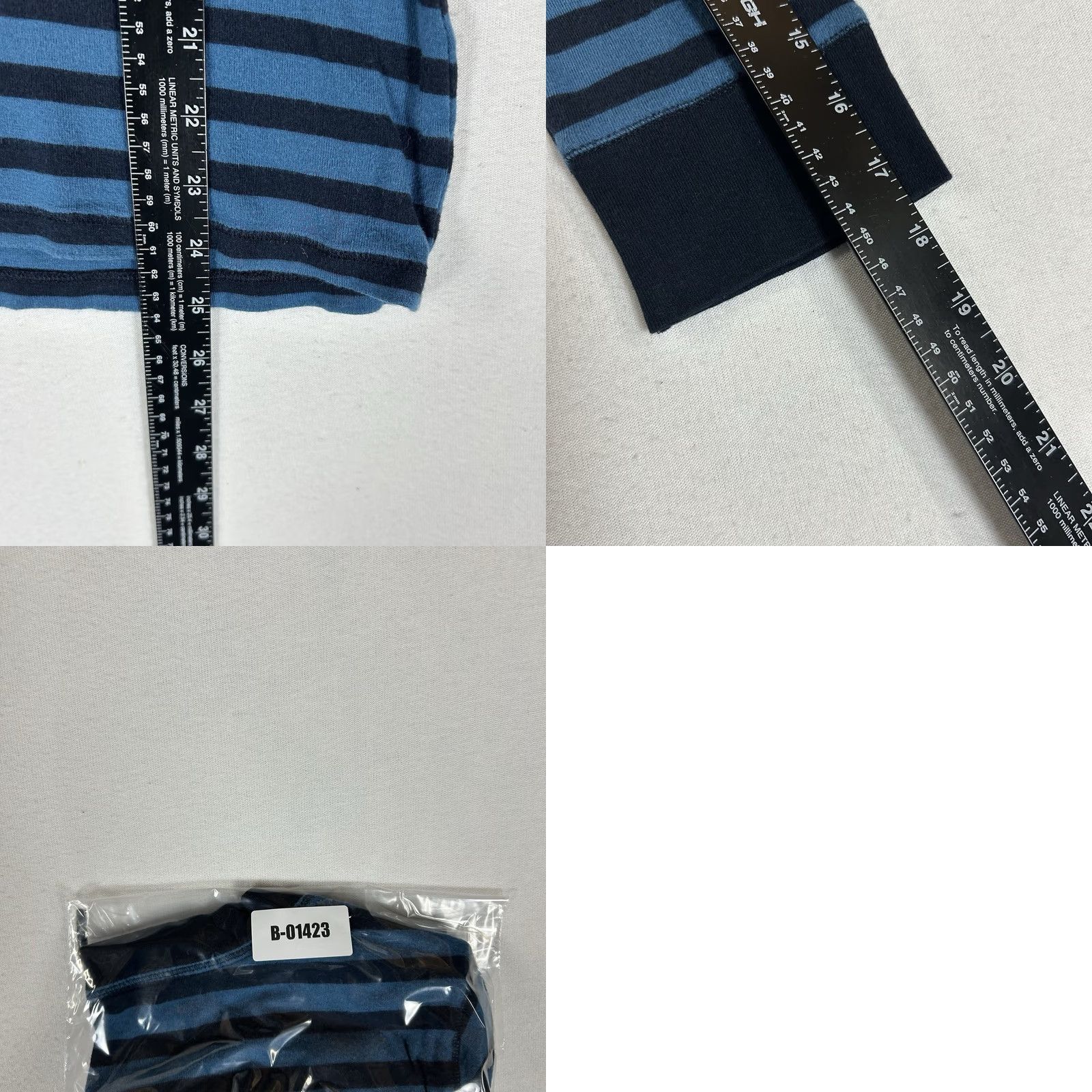 Gap Gap Shirt Womens Large Blue Striped 3/4 Sleeve V-Neck Cotton Tee Size L / US 10 / IT 46 - 8 Thumbnail