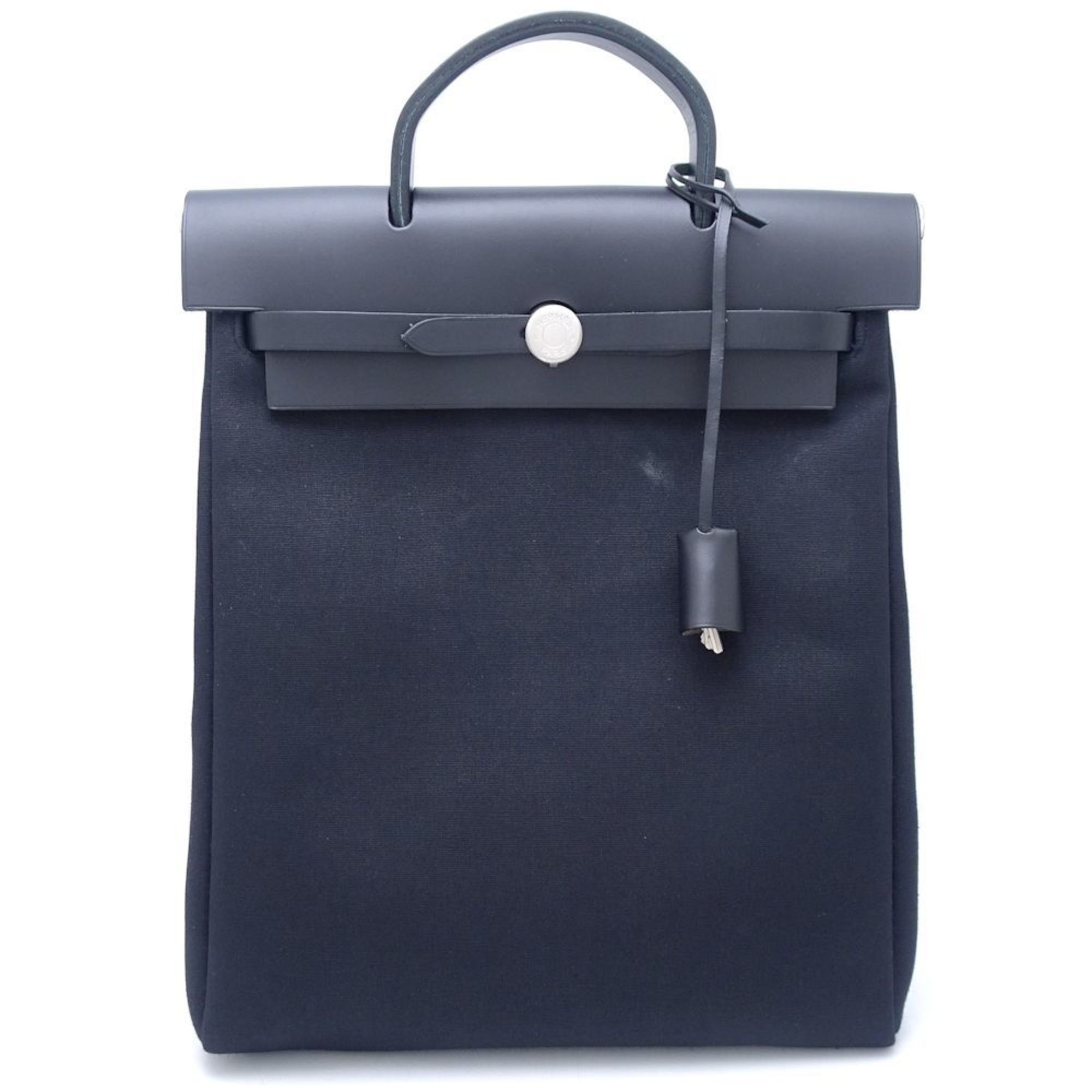 image of Hermes Airbag 2-Way Bag □D Engraved 2000 Canvas X Leather Black 351231, Women's