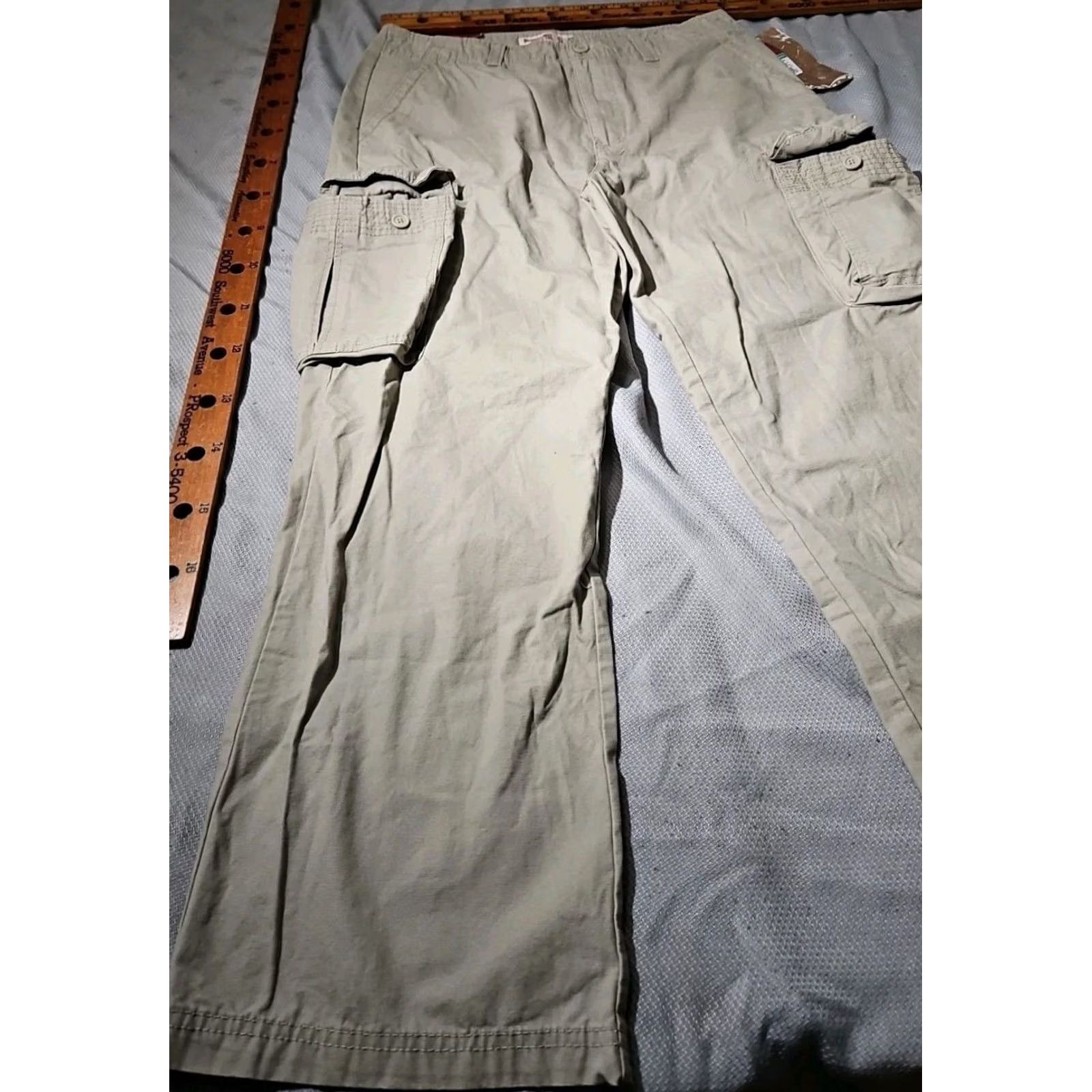Mossimo NWT Mossimo Vintage Beige Cargo Pants - Mens 34x30 Y2k Style Flap Pockets - Low Rise Knit Size US 34 / EU 50 - 4 Thumbnail