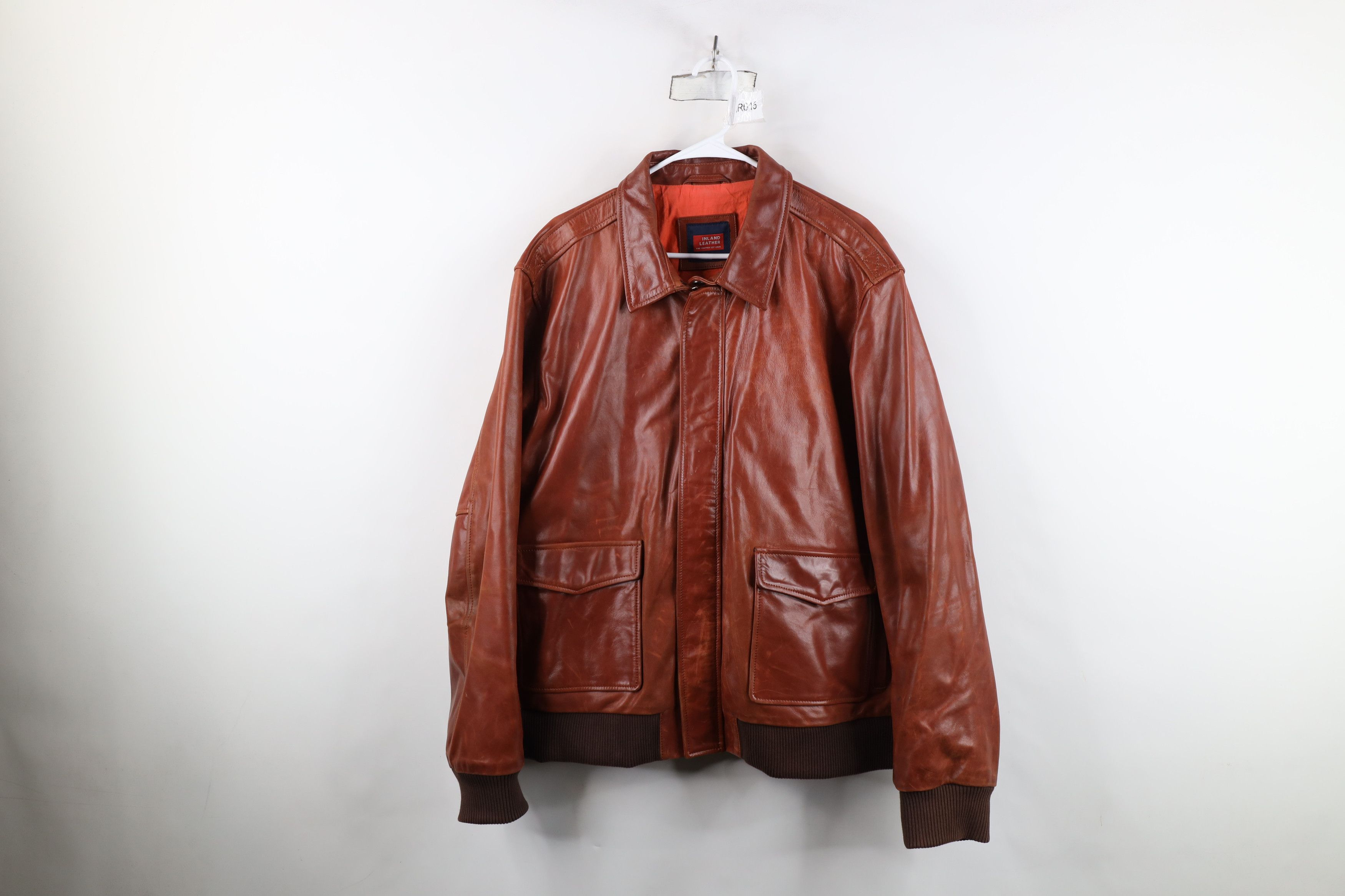 Vintage Inland Leather Leather A2 Bomber Flight Jacket Brown Size US XXL / EU 58 / 5 - 1 Thumbnail