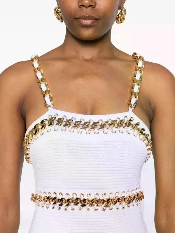 Balmain o1s1wg110526 Striped Knit Mini Dress in White Size XL / US 12-14 / IT 48-50 - 5 Thumbnail