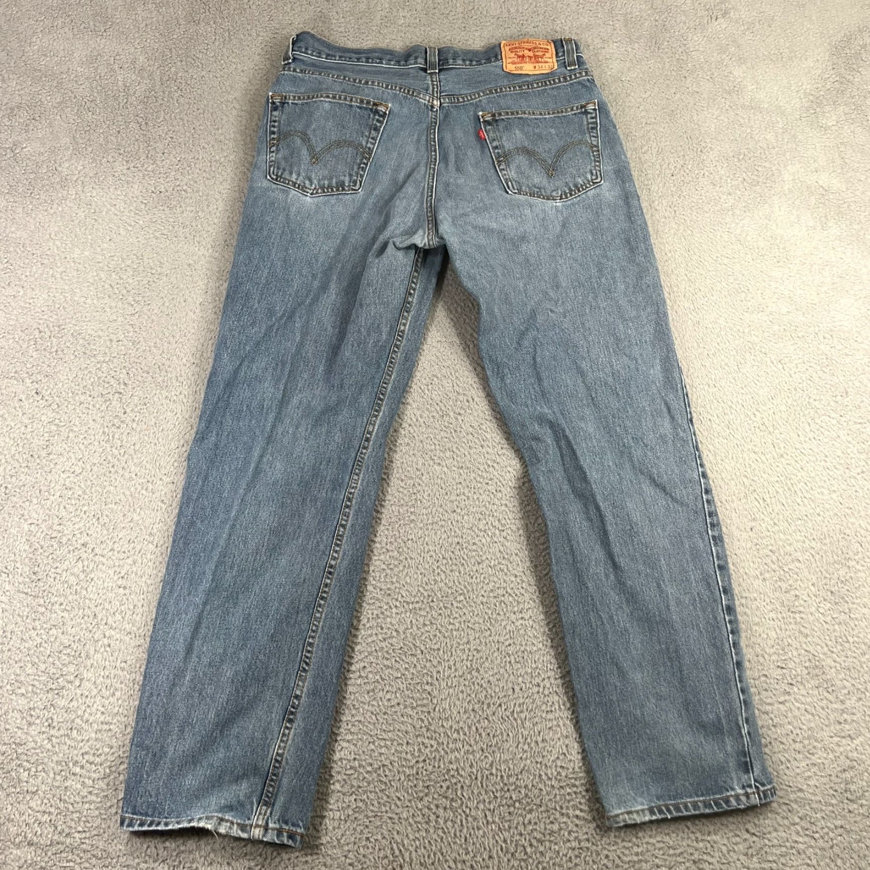 Levi's VINTAGE Levi's 550 Jeans Mens 34x32 Relaxed Fit Distressed Straight Leg Blue 90s Grunge USA Mens Size US 34 / EU 50 - 7 Thumbnail