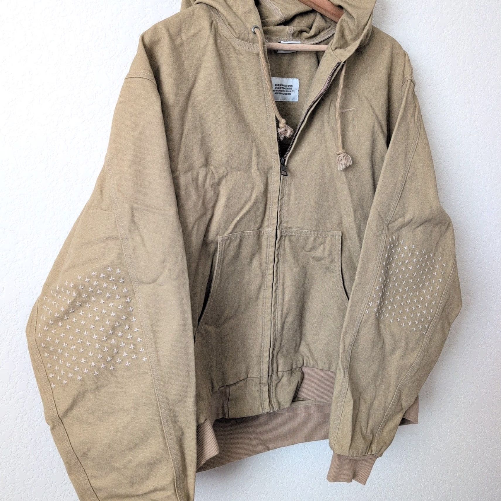 Nike VINTAGE Nike Sportswear Life Canvas Full Zip Hoodie Khaki Tan Sashiko Mens Medium HQ6122 Size US M / EU 48-50 / 2 - 4 Thumbnail