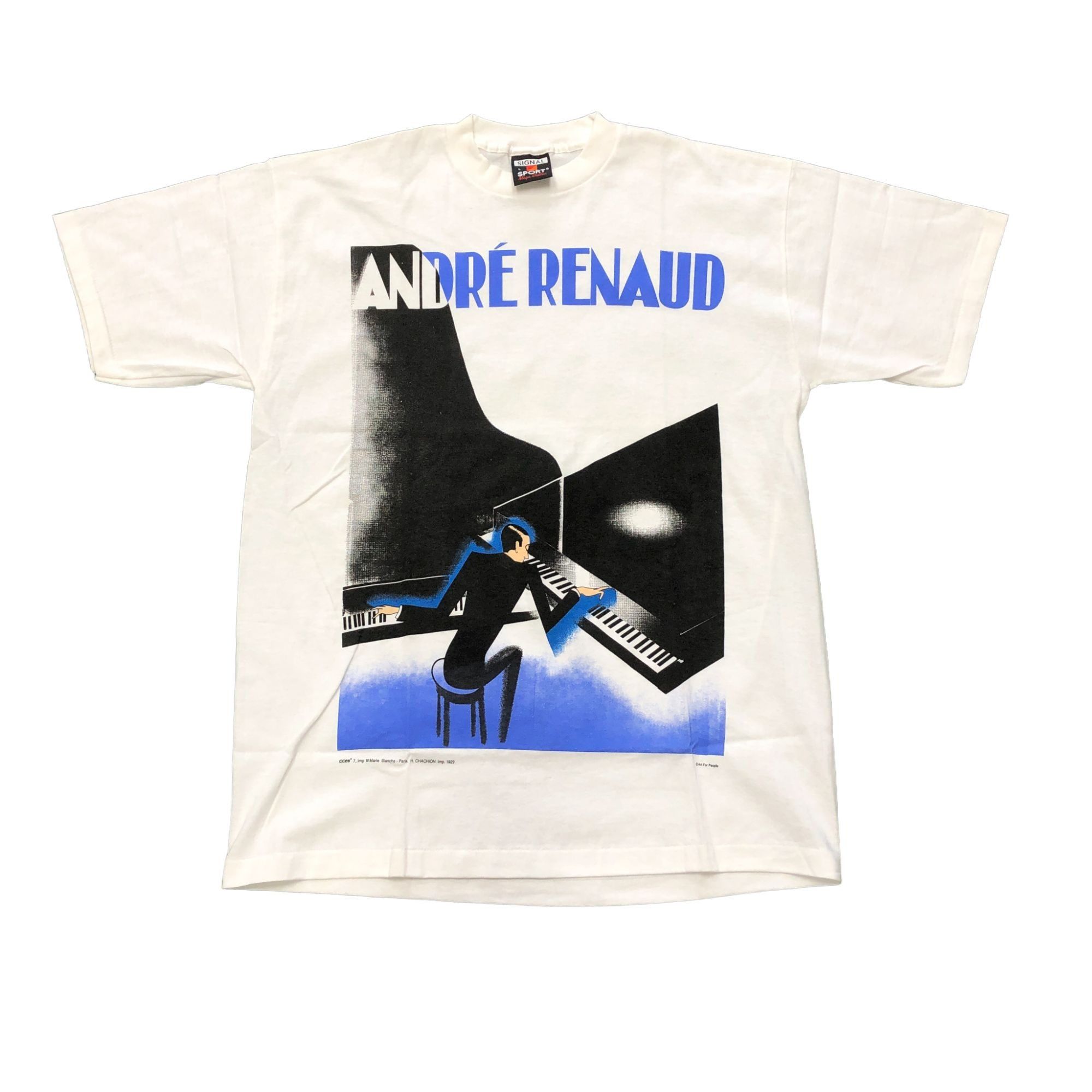 Vintage Signal Sports Andre Renaud Pianist Single Stitch White Tee Size US L / EU 52-54 / 3 - 1 Thumbnail