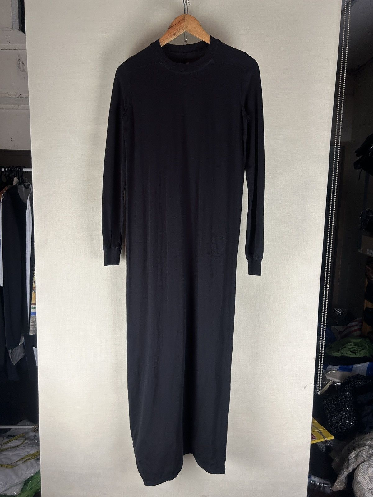 Rick Owens DRKSHDW Black Cotton Long-Sleeve Maxi Dress