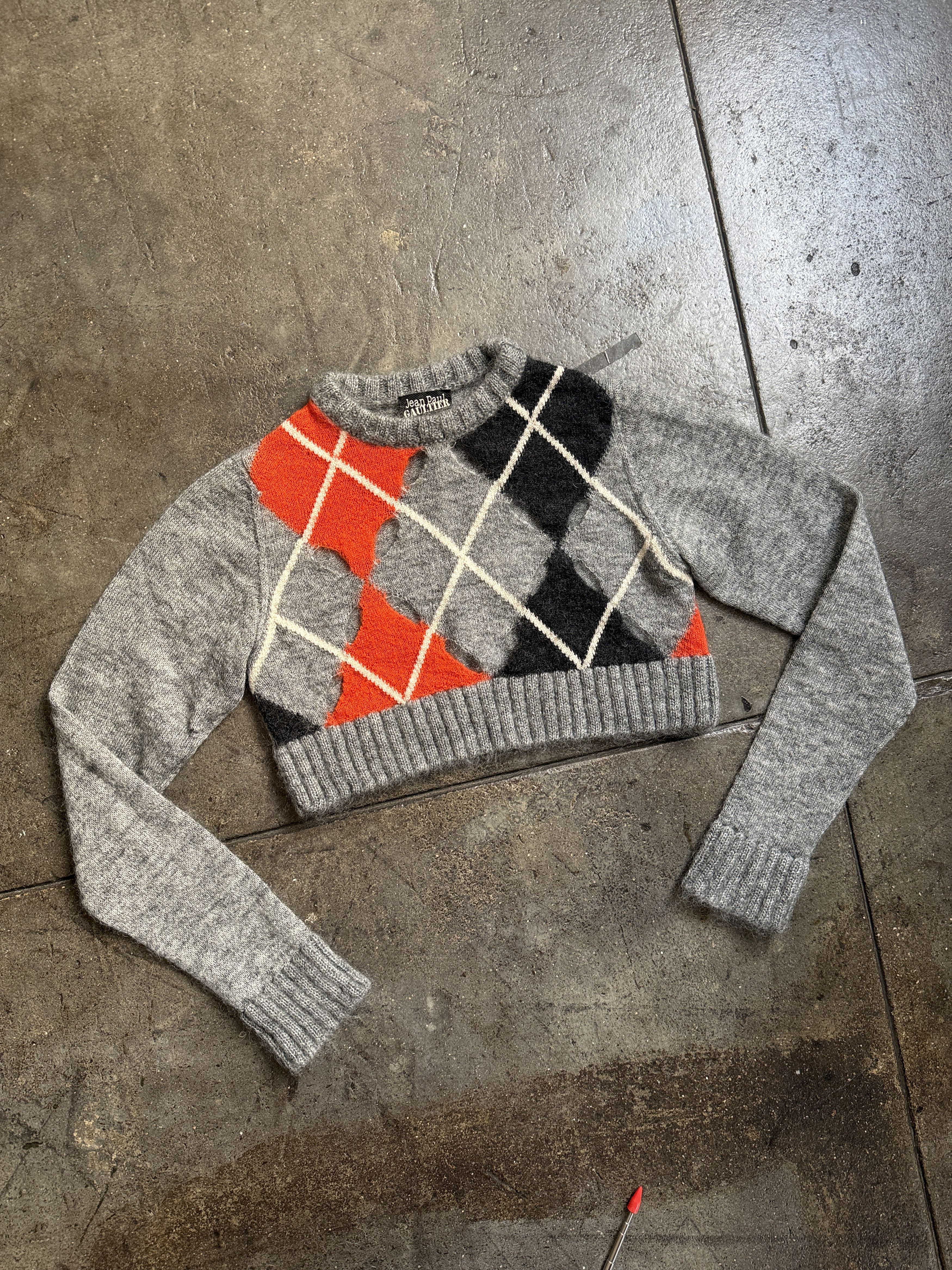 Jean Paul Gaultier Insane Vintage Cropped Wool Cutout Sweater RARE Size M / US 6-8 / IT 42-44 - 2 Thumbnail