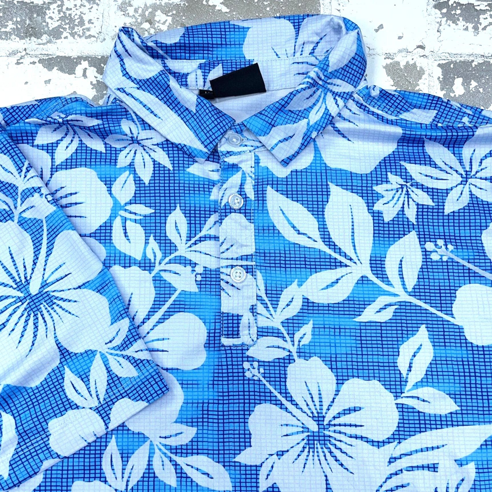 Vintage Yatta Golf Polo Shirt Men Medium Blue Floral Print Performance Wicking Dry Size US M / EU 48-50 / 2 - 3 Thumbnail