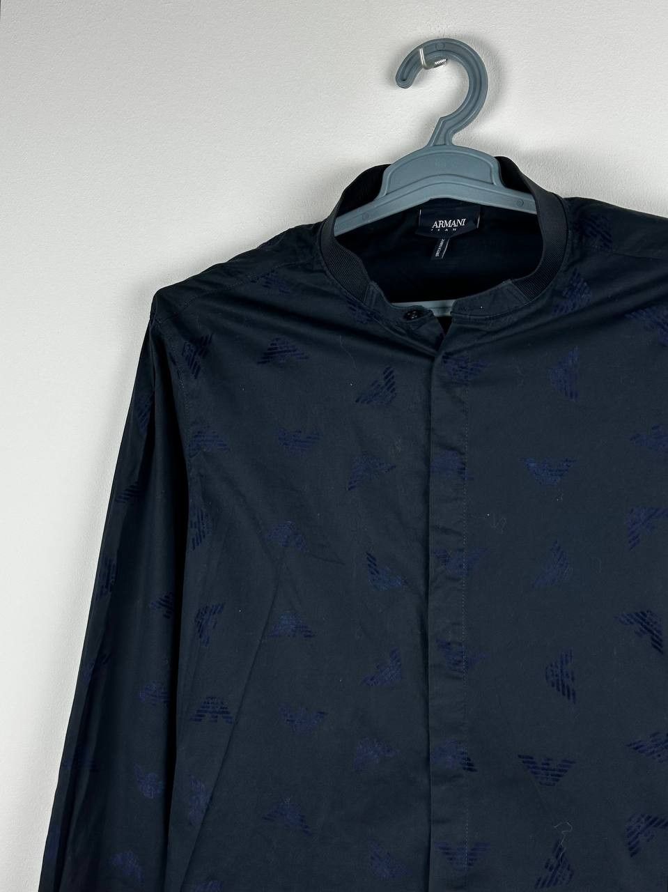 Armani × Designer Armani Monogram Logo Navy Luxury Shirt Size US M / EU 48-50 / 2 - 1 Thumbnail