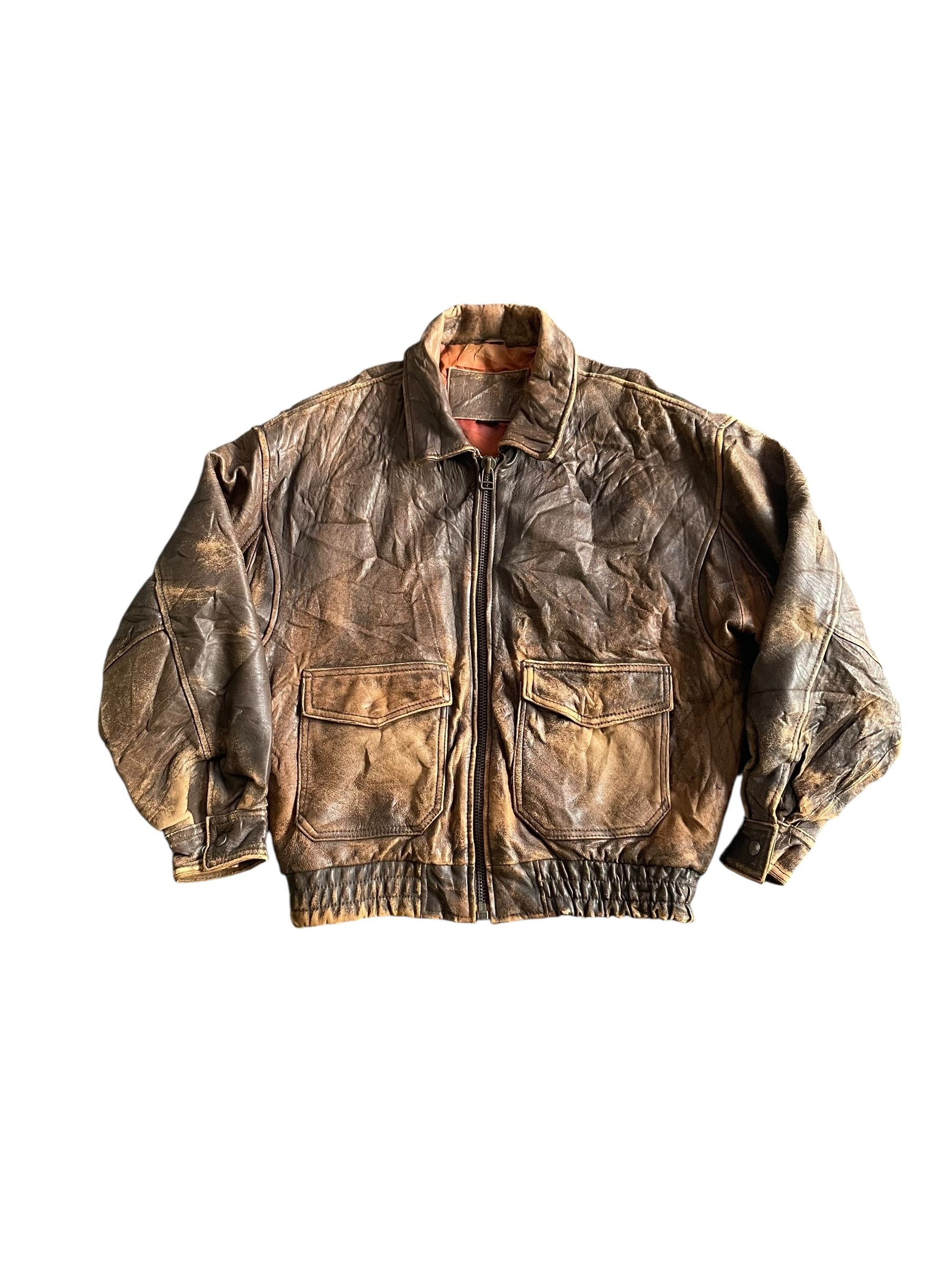 Leather Vintage Bomber Leather Jacket Size US M / EU 48-50 / 2 - 1 Thumbnail