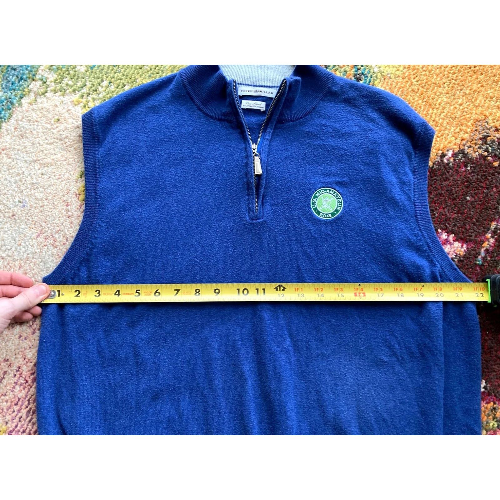 Peter Millar Peter Millar Golf Mens 1/4 Zip Sweater Vest XL Blue Cashmere Cotton Blend Size US XL / EU 56 / 4 - 6 Thumbnail
