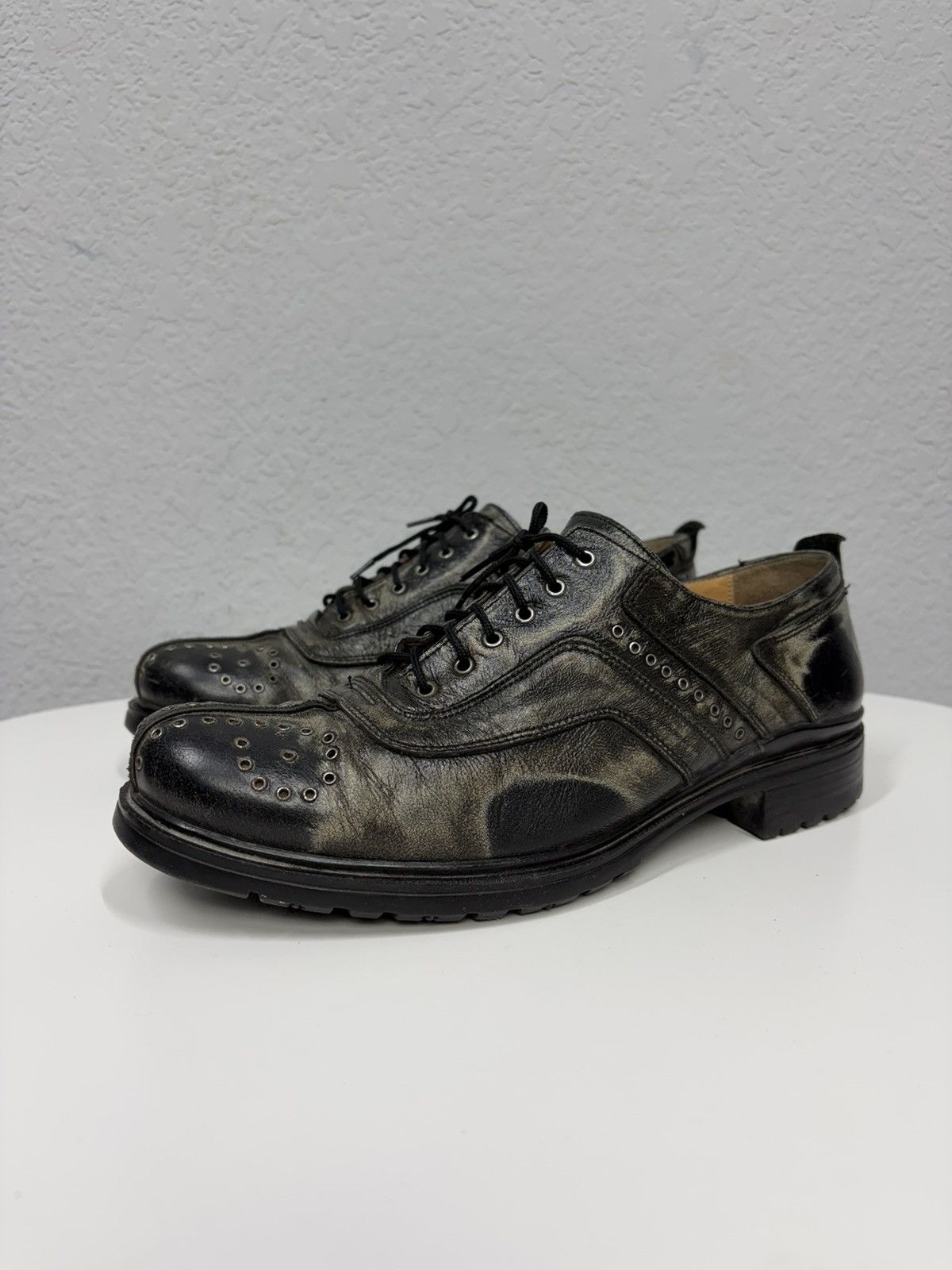 Studded Leather Lace-Up Shoes Boots Avant-Garde CCP Style