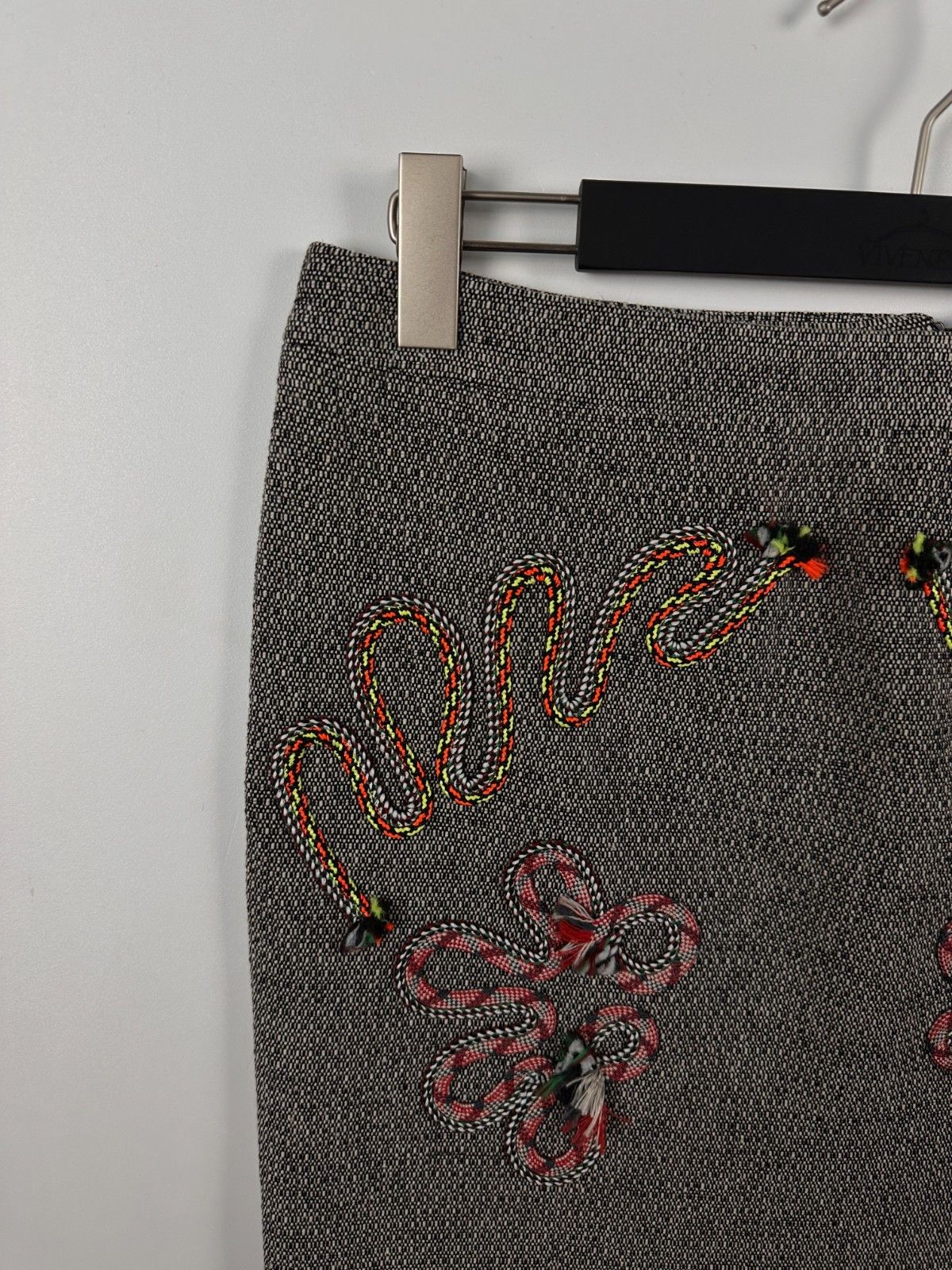 Stella McCartney Stella McCartney Wool Mini Skirt Embroidery Print Grey Size 30" / US 8 / IT 44 - 2 Thumbnail