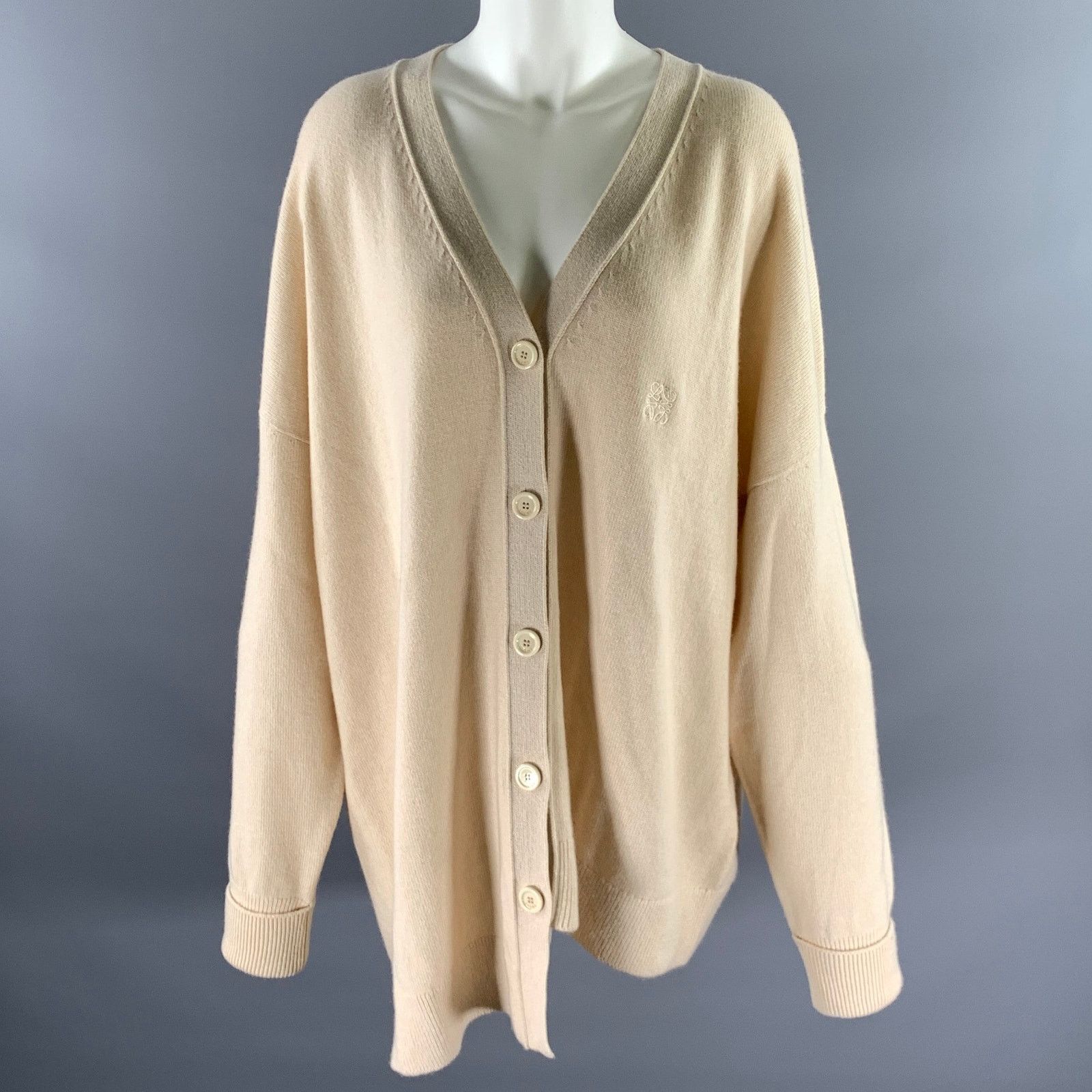 Loewe LOEWE Size M Cream Cashmere Blend Asymmetric Cardigan Size M / US 6-8 / IT 42-44 - 1 Thumbnail