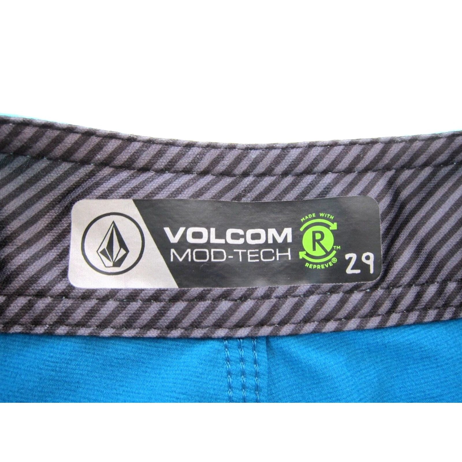 Volcom Volcom Mod Tech Board Short 29 Blue Red Yellow Pocket Stretch Surf Beach Swim Mens 30" Waist 11.5" Rise 41" Hip 9" Inseam Size US 29 - 3 Thumbnail