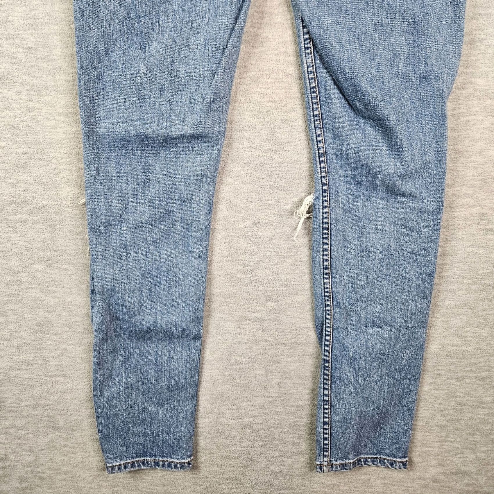 Reformation Reformation Serena High Skinny Wash Melbourne Destroyed Blue Jeans Size 27 - Denim, 5-Pocket, Button Fly, Regular Fit, Womens, Blue, Medium Wash Size 27" / US 4 / IT 40 - 4 Thumbnail