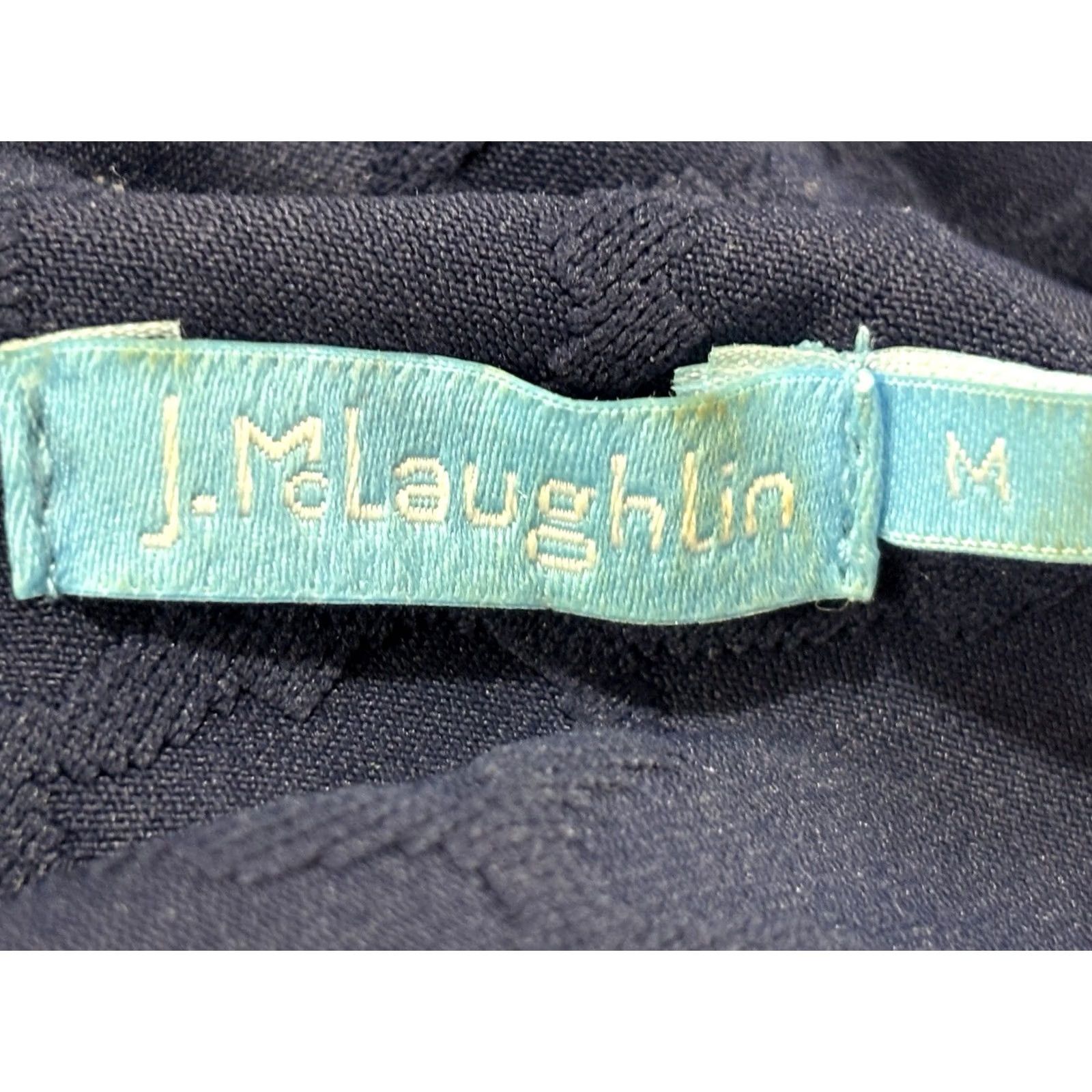 J.McLaughlin J. McLaughlin Dress Womens M Navy Blue Textured Catalina Cloth Pockets Career Dress Sheath Pockets Blue M Women's Vintage No Size M / US 6-8 / IT 42-44 - 7 Thumbnail