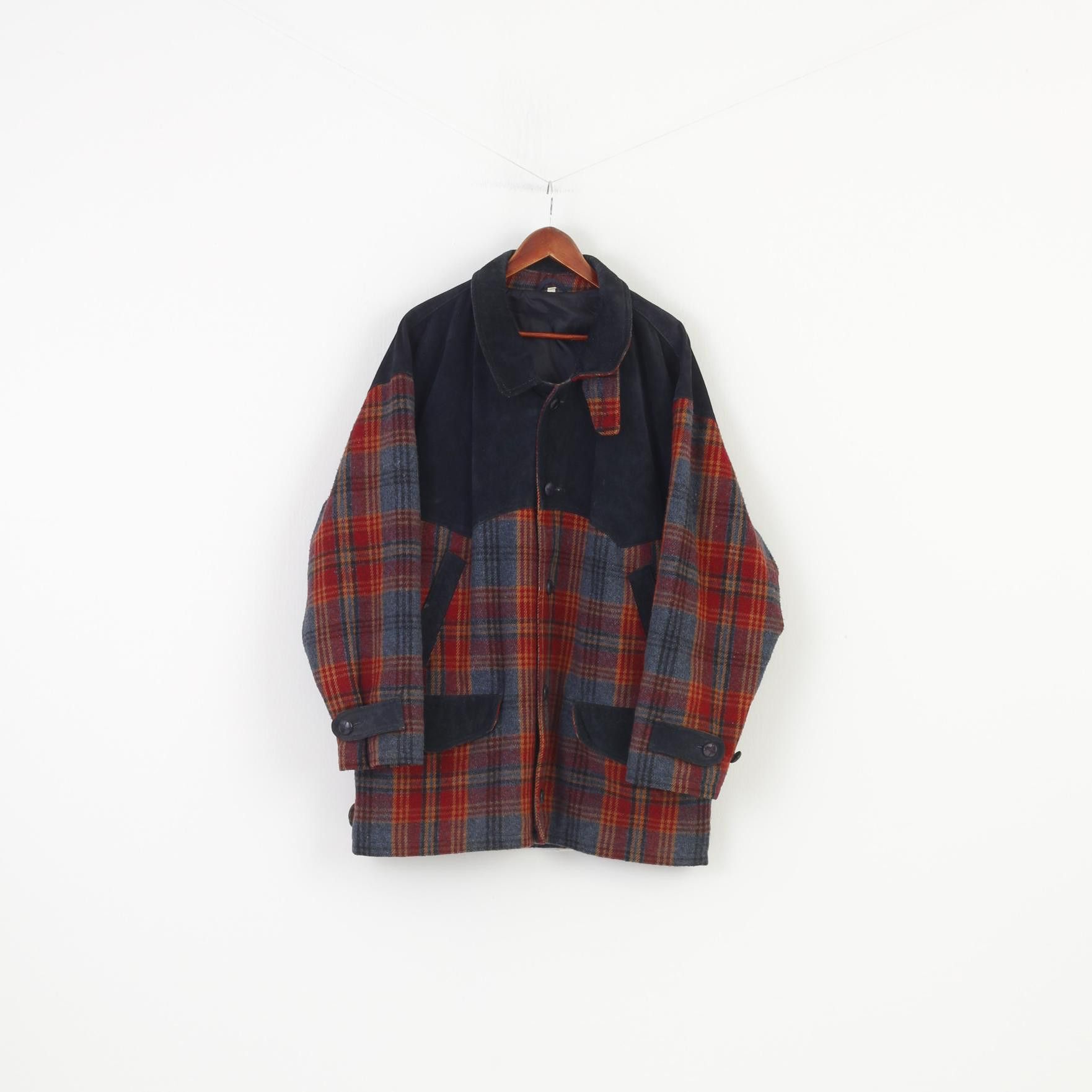 Vintage Vintage Men L Jacket Wool Checkered Navy Blue Bottoms 1479 Size US L / EU 52-54 / 3 - 2 Thumbnail