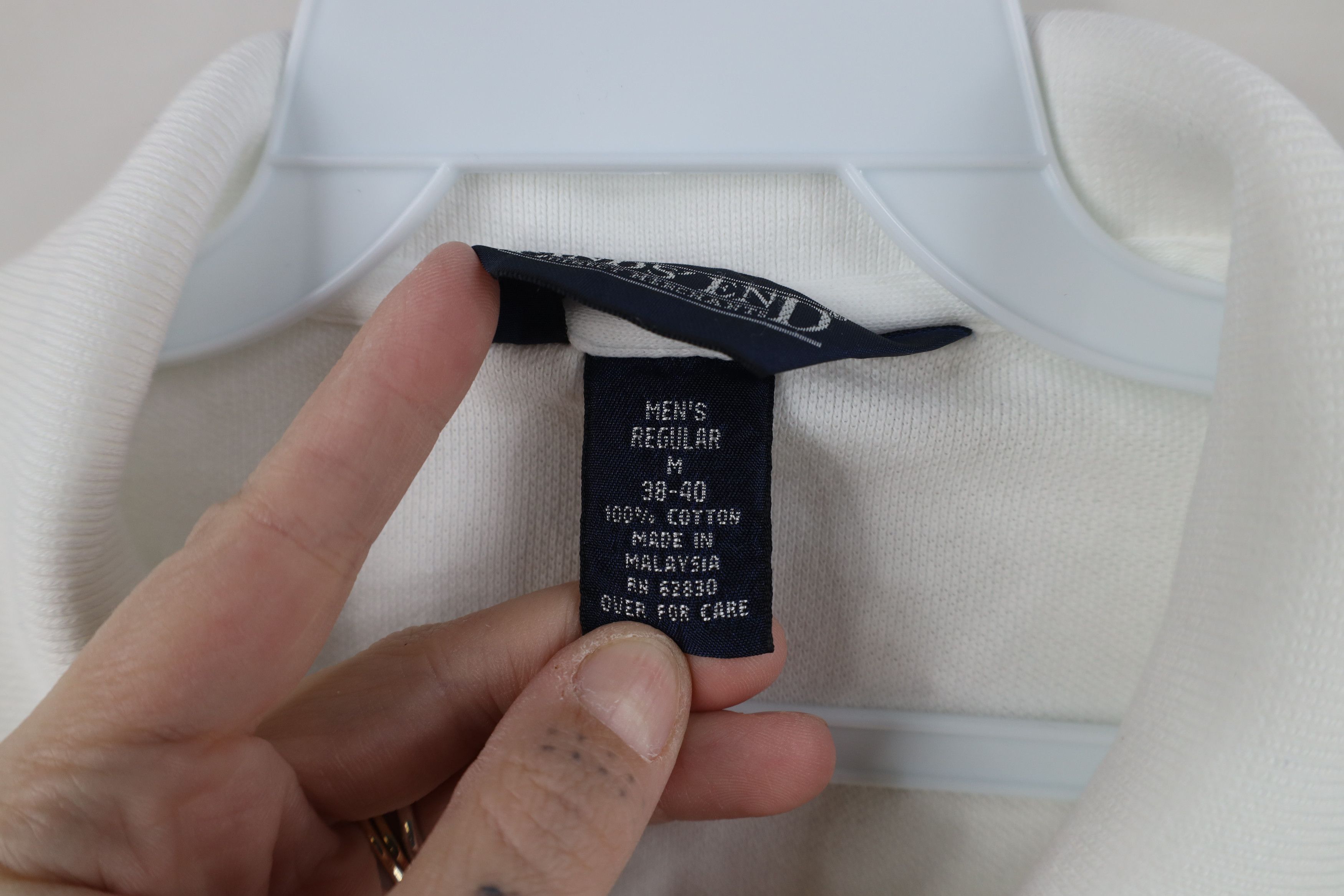 Lands' End Vintage 90s Lands End Knit Collared Golf Polo Shirt White Size US M / EU 48-50 / 2 - 8 Thumbnail