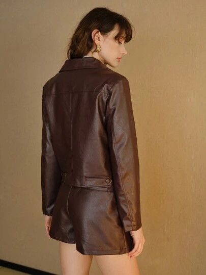 Other Women Brown Cowhide Jacket Genuine Leather 🐄 | 🧥✨ Size S / US 4 / IT 40 - 2 Thumbnail