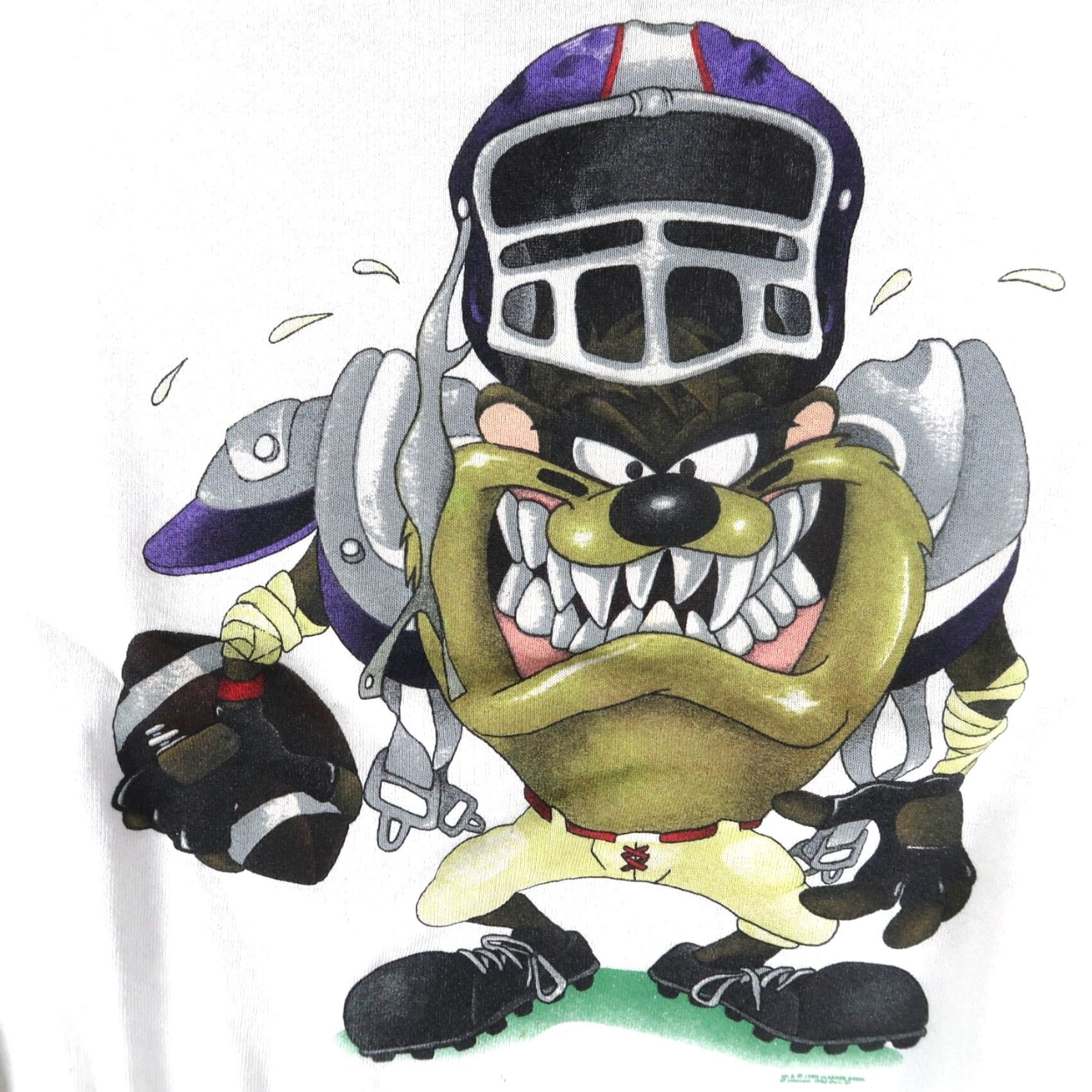 Fruit Of The Loom VINTAGE 90s Taz Looney Tunes Football Sweatshirt XL White Cotton Blend Pullover Men Size US XL / EU 56 / 4 - 3 Thumbnail