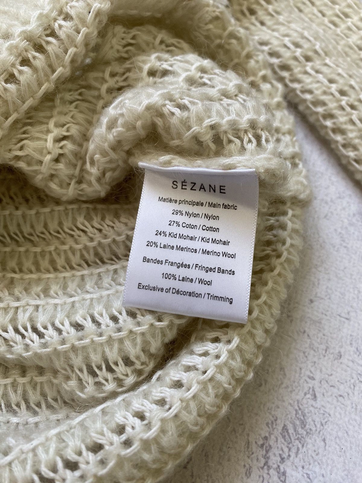 Sezane Sezane Womens Mohair/Wool Ivory Long Sleeve Knit Sweater XS Size XS / US 0-2 / IT 36-38 - 9 Thumbnail
