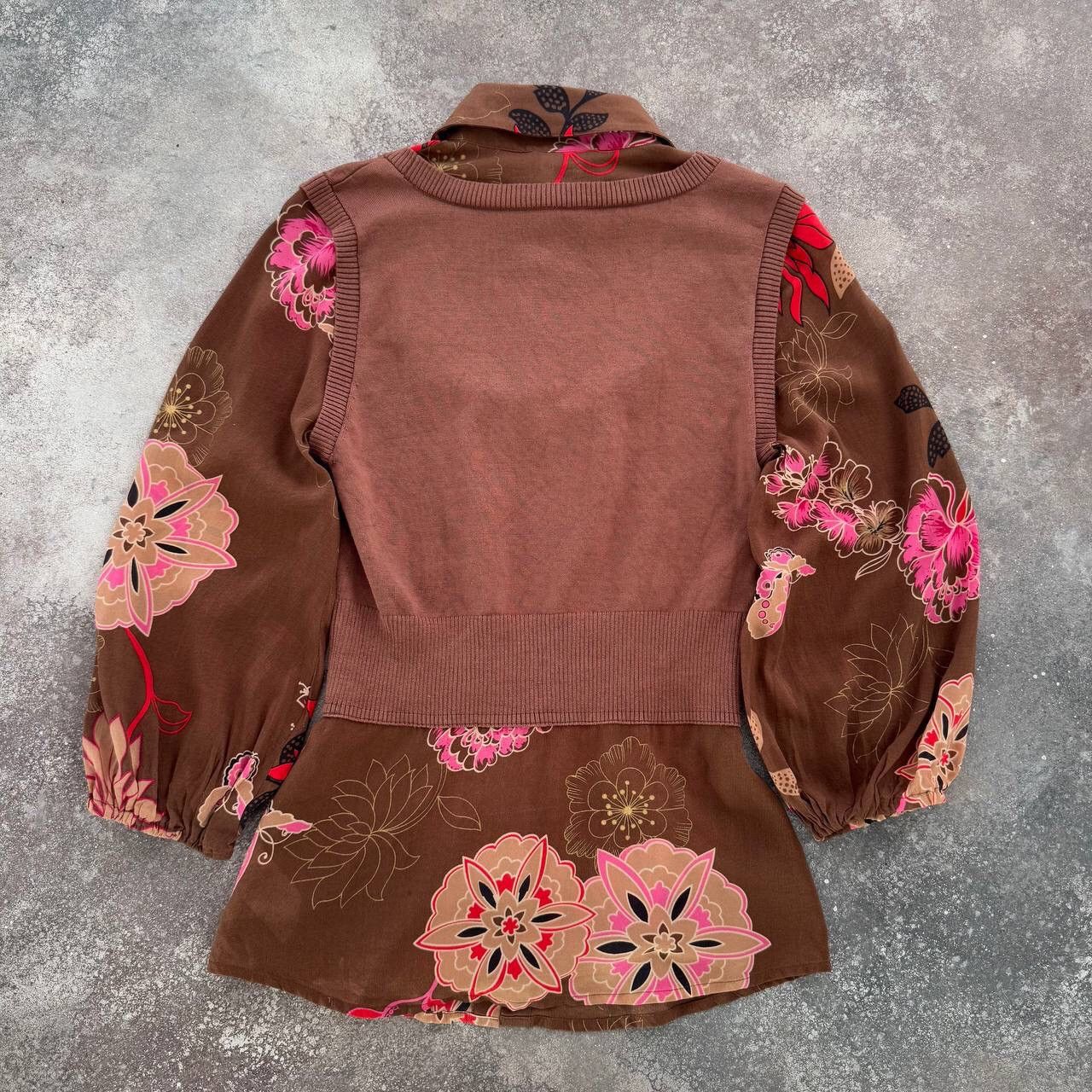 Bebe × Japanese Brand BEBE Y2K Havana Printed Long Sleeve Silk Top Size S / US 4 / IT 40 - 2 Thumbnail