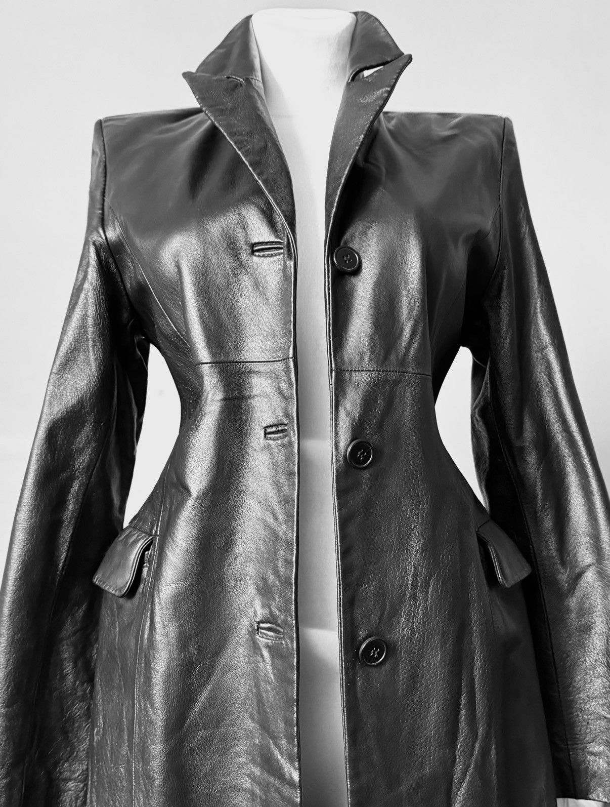 Vintage Super long matrix leather coat Size S / US 4 / IT 40 - 5 Thumbnail