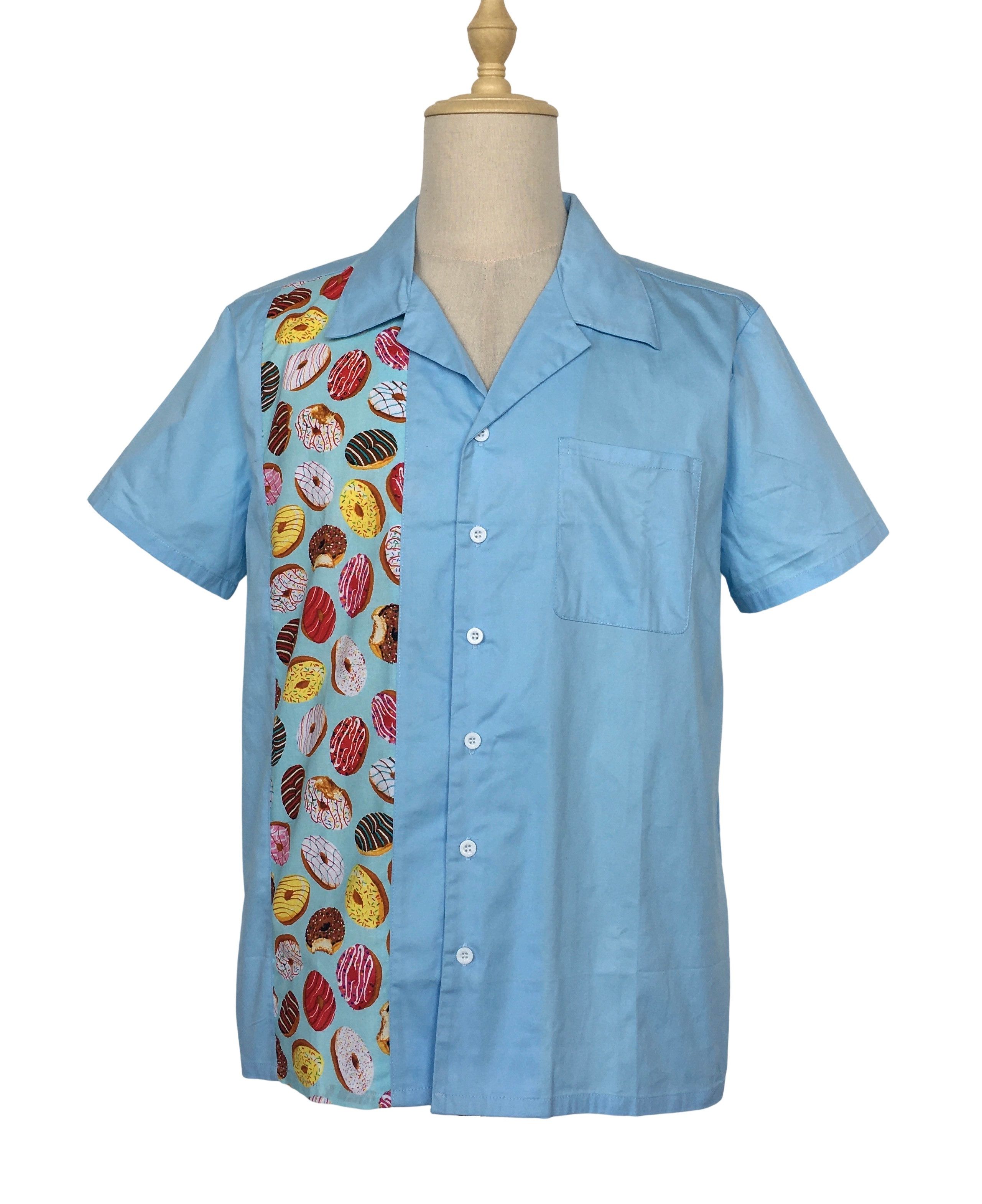 Other Men's Retro Style Doughnut Pattern Light Blue Shirts Size US XL / EU 56 / 4 - 1 Thumbnail