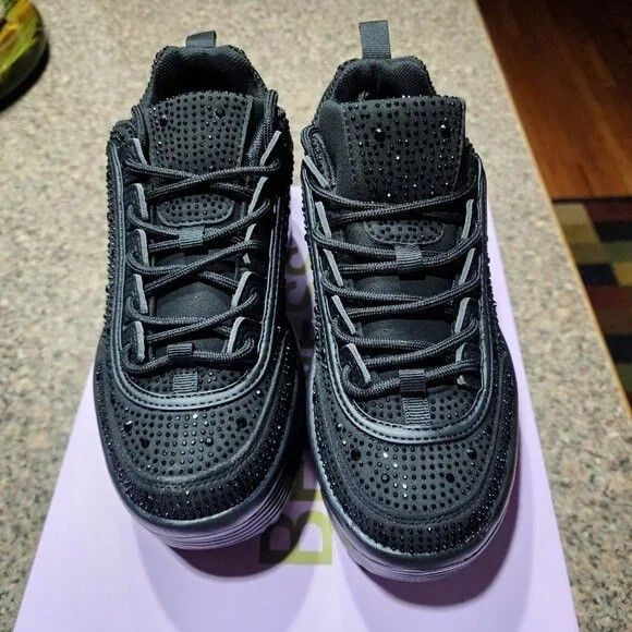 Other Ultra Cush Baby Dazzle Black Rhinestone Comfy Platform Fashi Size US 8 / IT 38 - 5 Thumbnail