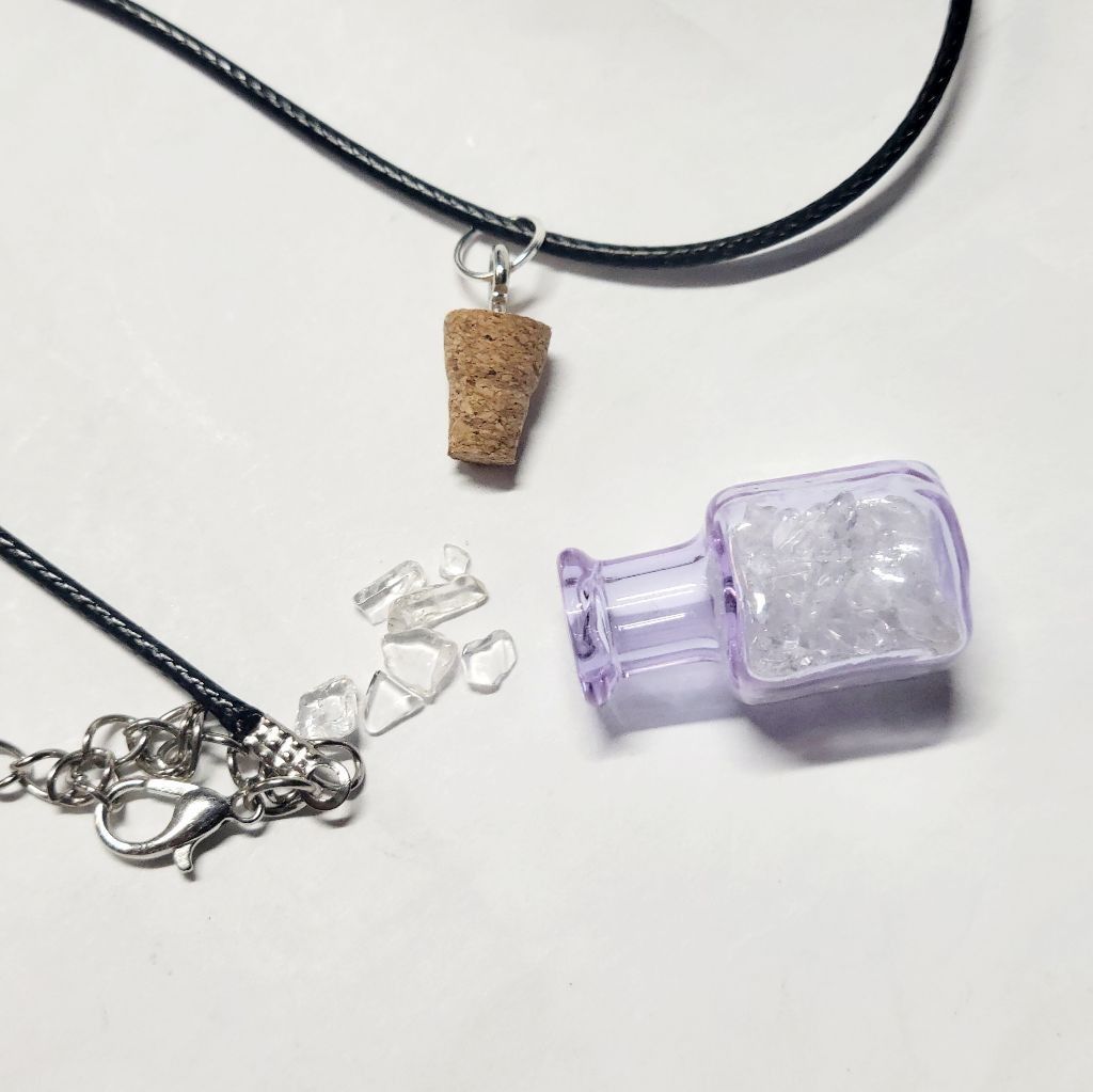 Handmade Natural crystal clear quartz in mini bottle necklace Size ONE SIZE - 2 Thumbnail