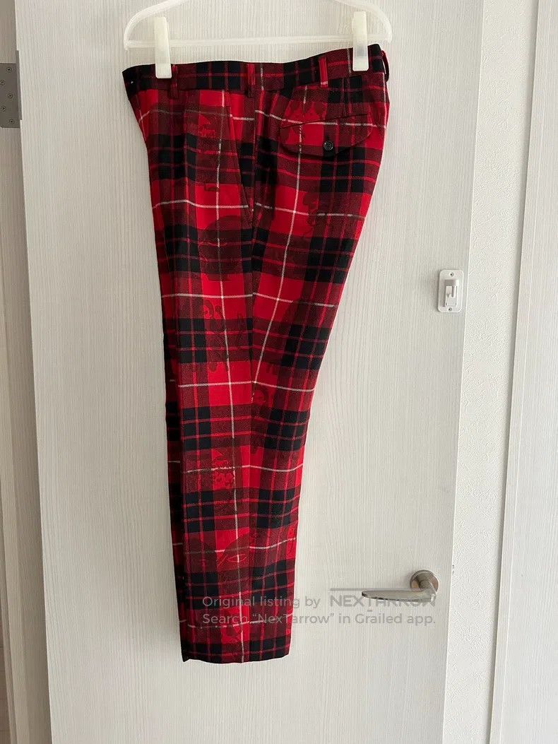 Comme des Garcons Comme Des Garcons size S Red checkered wool long pants Size 23" - 1 Thumbnail