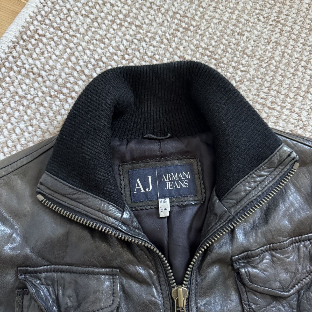 Emporio Armani Armani Jeans Vintage Cropped Leather Y2K Bomber Jacket Size S / US 4 / IT 40 - 2 Thumbnail