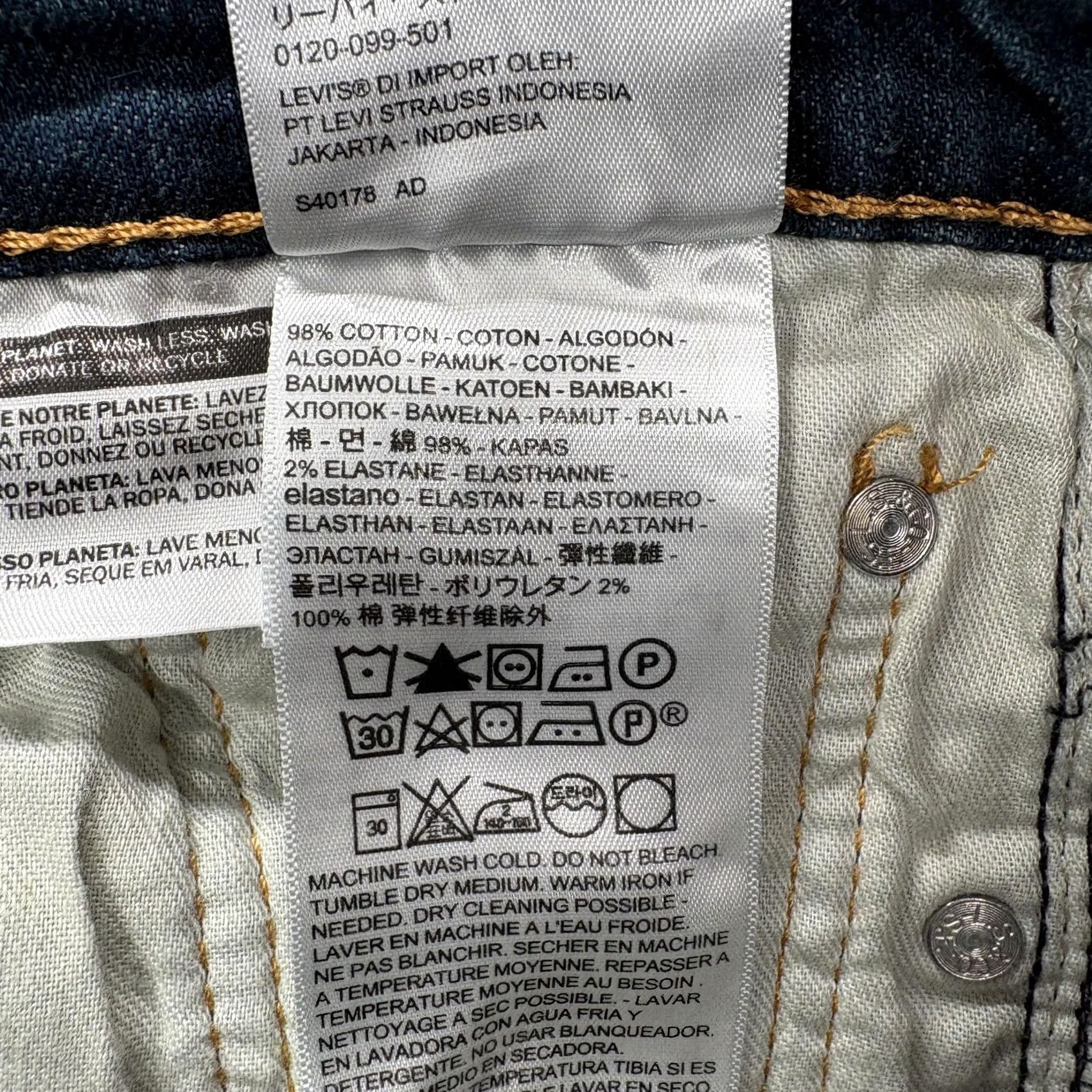Levi's Levis 513 Jeans Mens 28x30 Blue Medium Wash Slim Straight Stretch Denim Pants Size US 28 / EU 44 - 5 Thumbnail