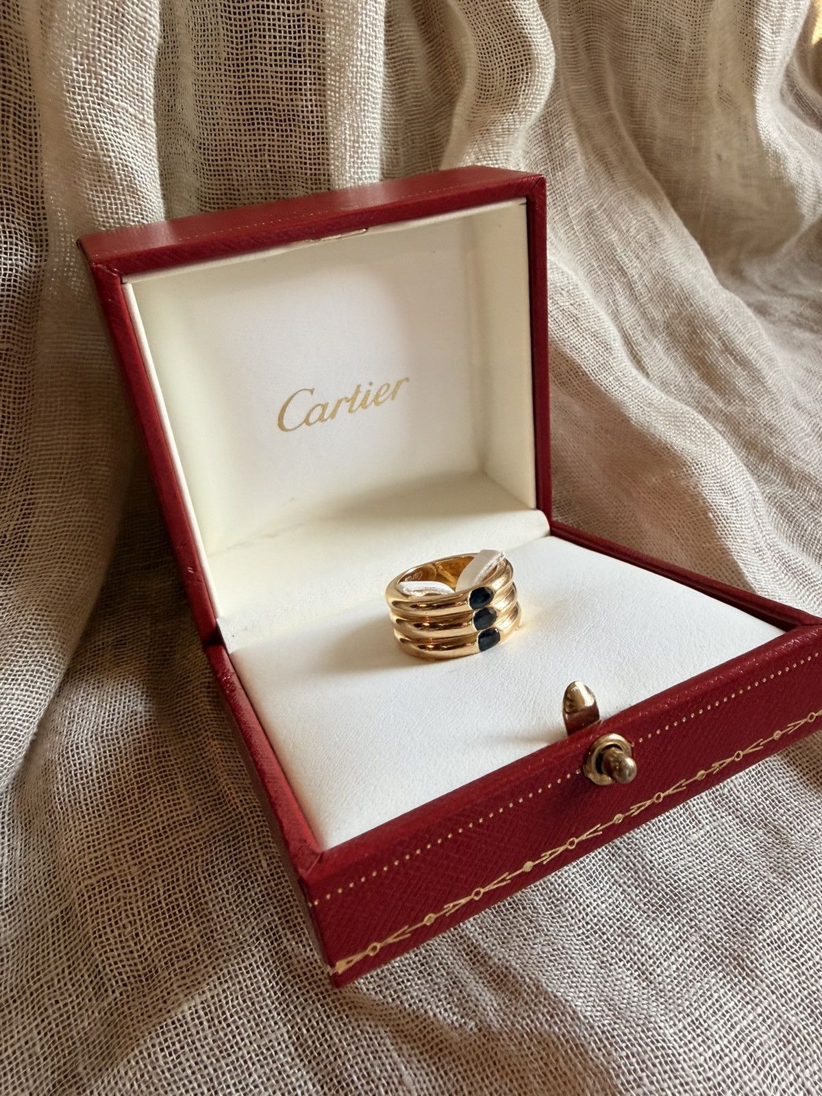 Cartier Cartier Vintage Ellipse 3Row Sapphire Ring (18K Yellow Gold) Size ONE SIZE - 4 Thumbnail