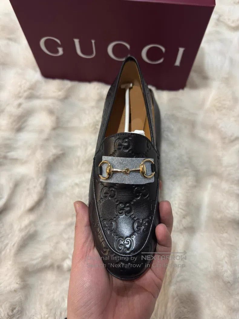 Gucci Guicci Black and Gold Full Print Loafers Leather Shoes Size US 5 / IT 35 - 6 Thumbnail