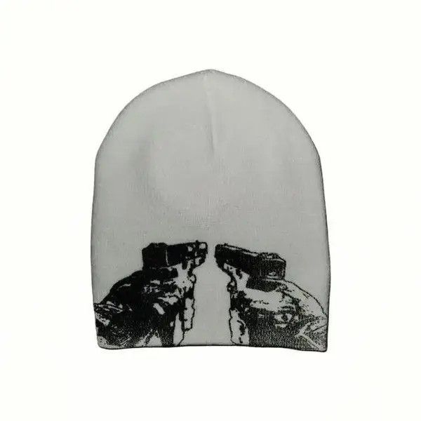 VIBE DUAL PISTOLS Hat Beanie BLACK Gothic Punk Rock y2k Size ONE SIZE - 4 Thumbnail