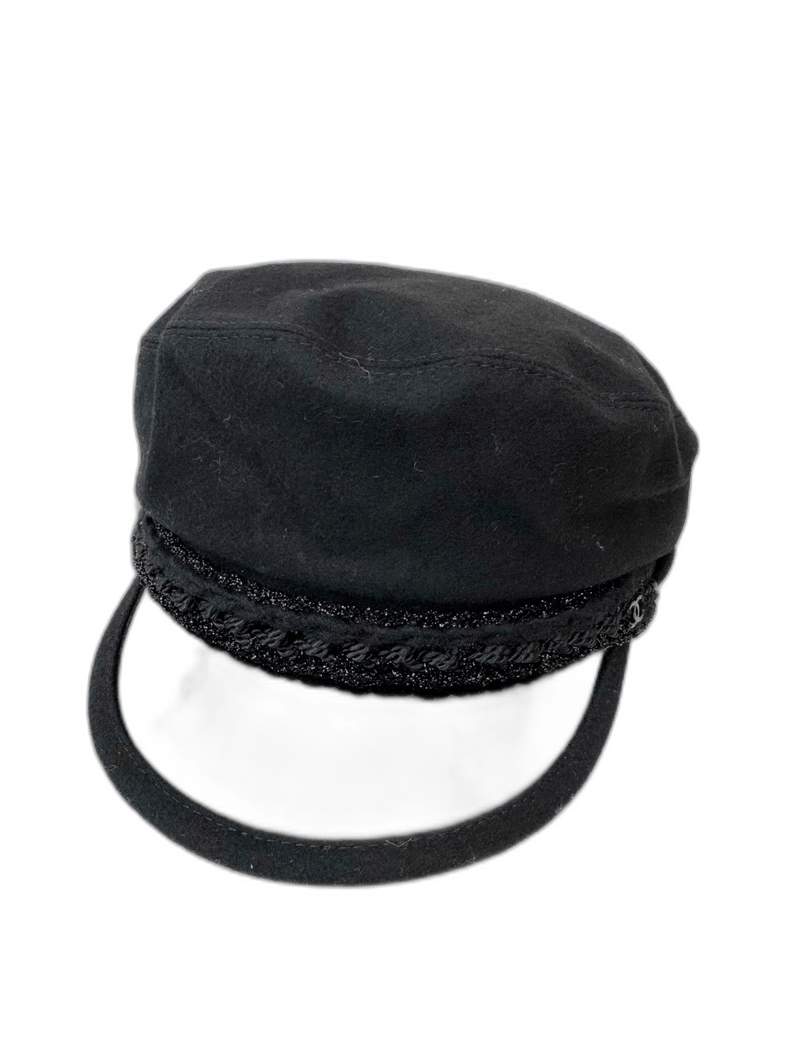 Chanel Black Beret Hat Size M