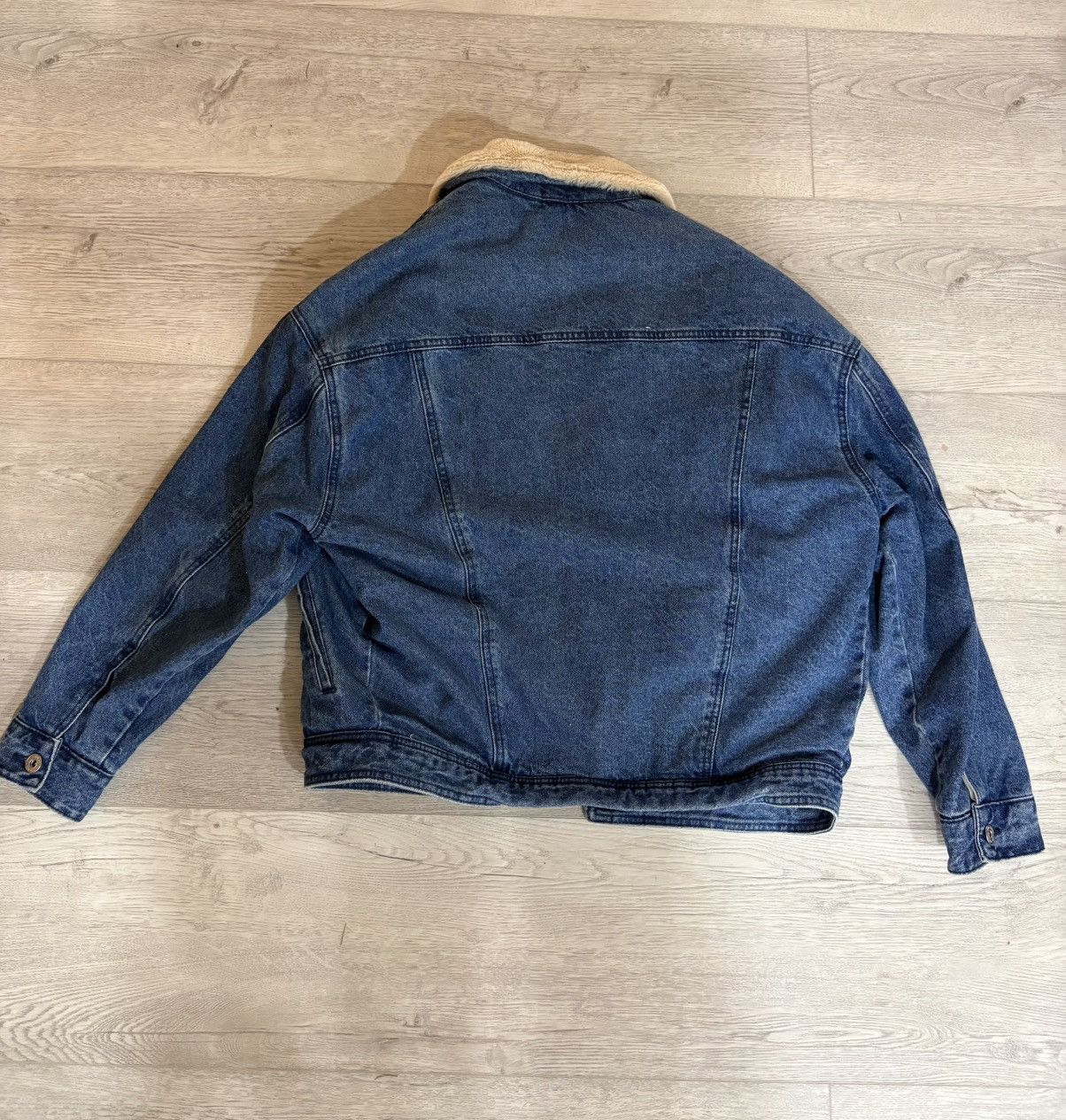 Zara Zara blue denim Sherpa faux fur jacket Size US M / EU 48-50 / 2 - 2 Thumbnail