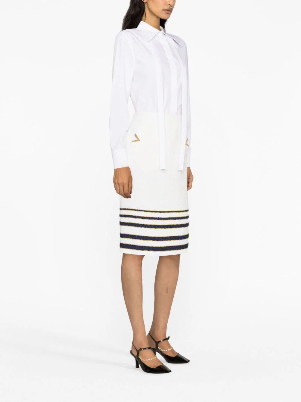 Valentino o1s22i1n0924 Cotton Poplin Shirt in White Size M / US 6-8 / IT 42-44 - 3 Thumbnail