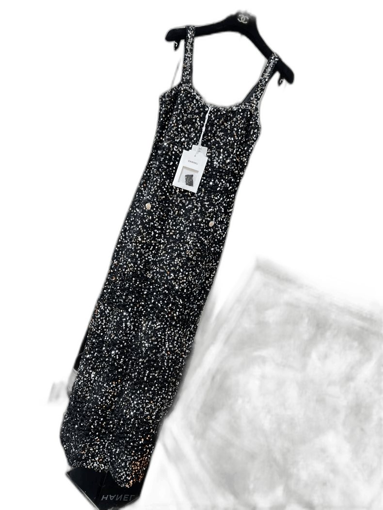 Chanel Chanel 23C Black Sequin Sling Dress Size M / US 6-8 / IT 42-44 - 1 Thumbnail