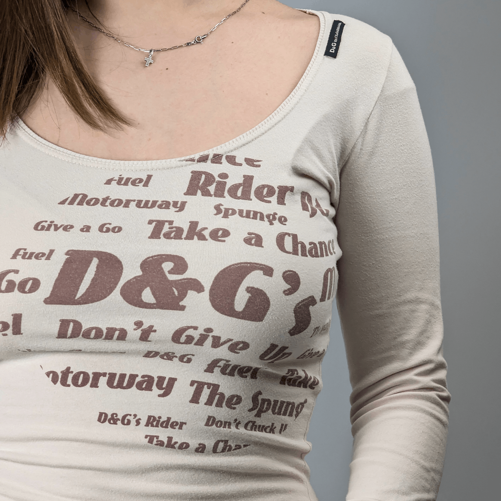 Dolce & Gabbana Dolce Gabbana DG Vintage Y2K Big Logo Beige Blouse T Shirt M Size M / US 6-8 / IT 42-44 - 4 Thumbnail