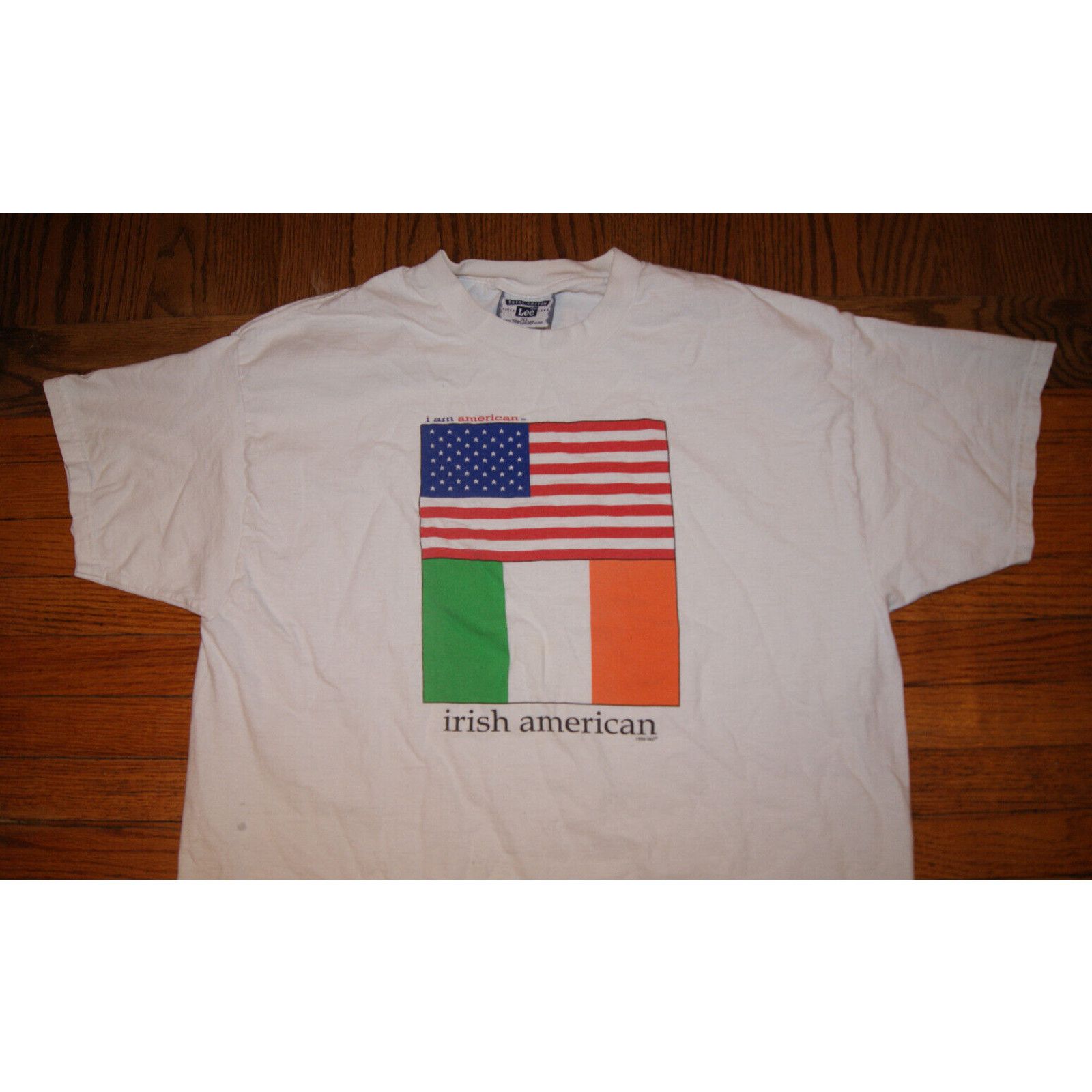 Lee VTG 90 Irish American White XL TShirt USA Made i am american Size US XL / EU 56 / 4 - 1 Thumbnail
