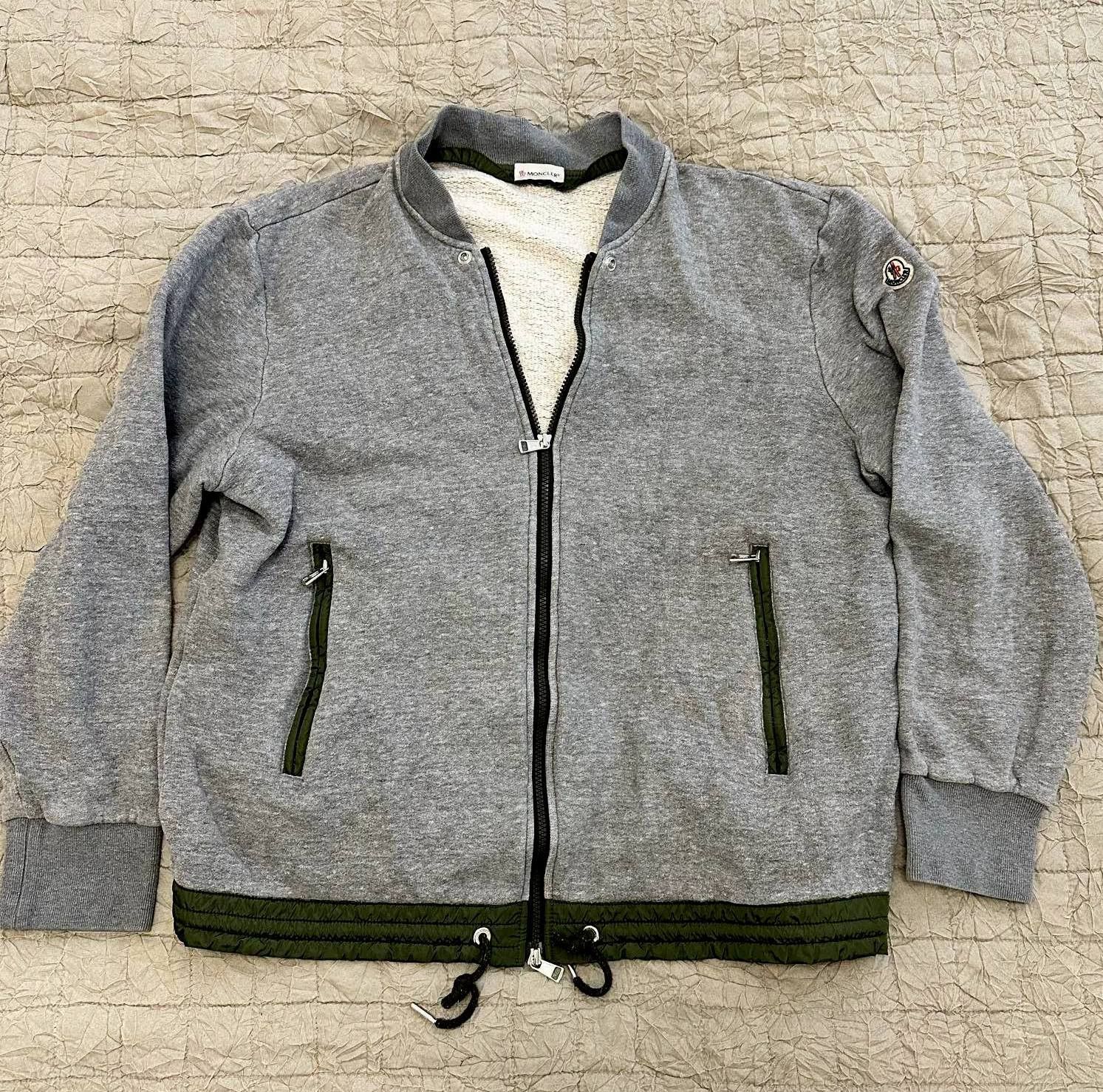image of Moncler Grey Khaki Bomber Jacket Small Logo , Men's (Size 2XL)