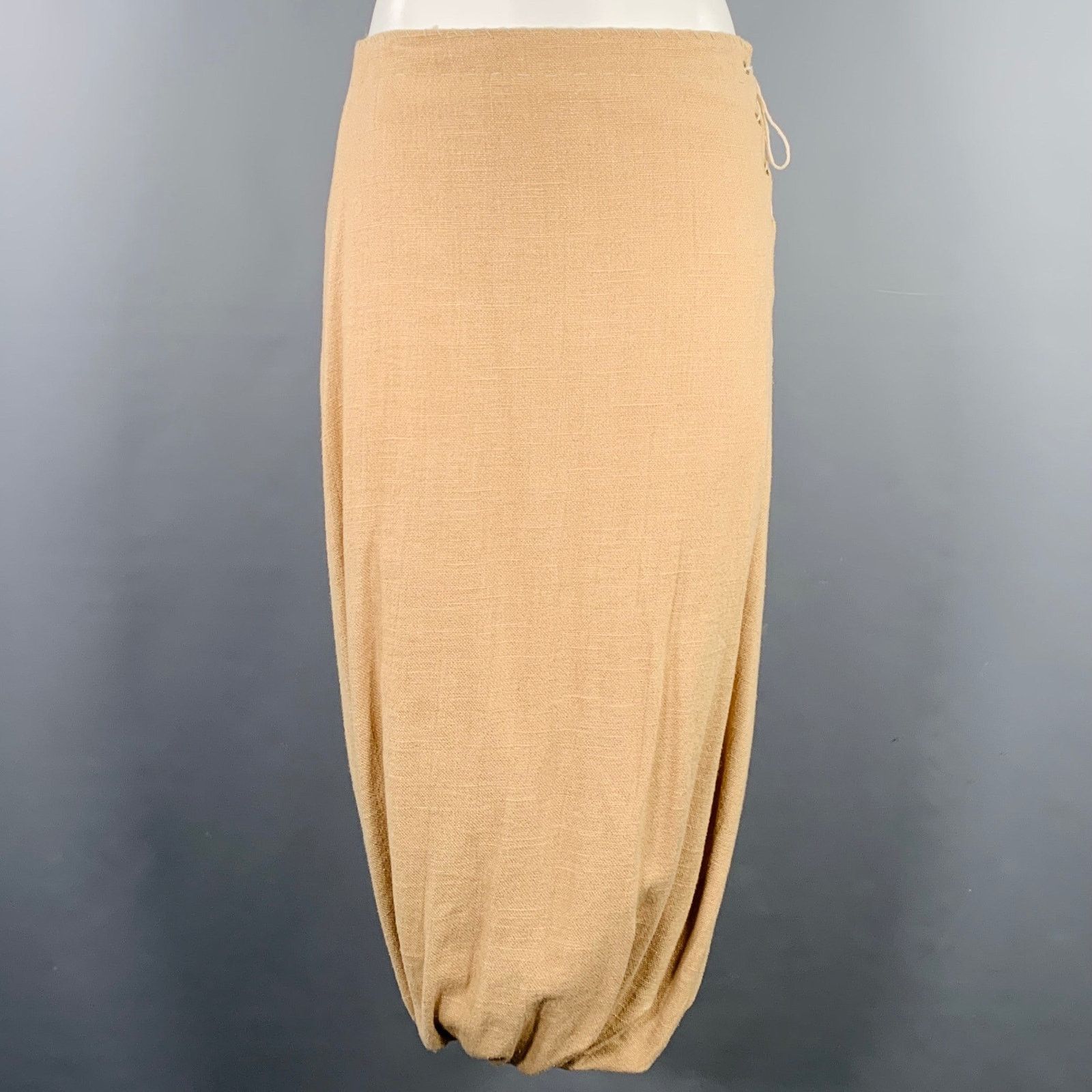 Other HAZEL BROWN S Beige Natural Linen Woven Bubble Hem Skirt Size 27" / US 4 / IT 40 - 1 Thumbnail
