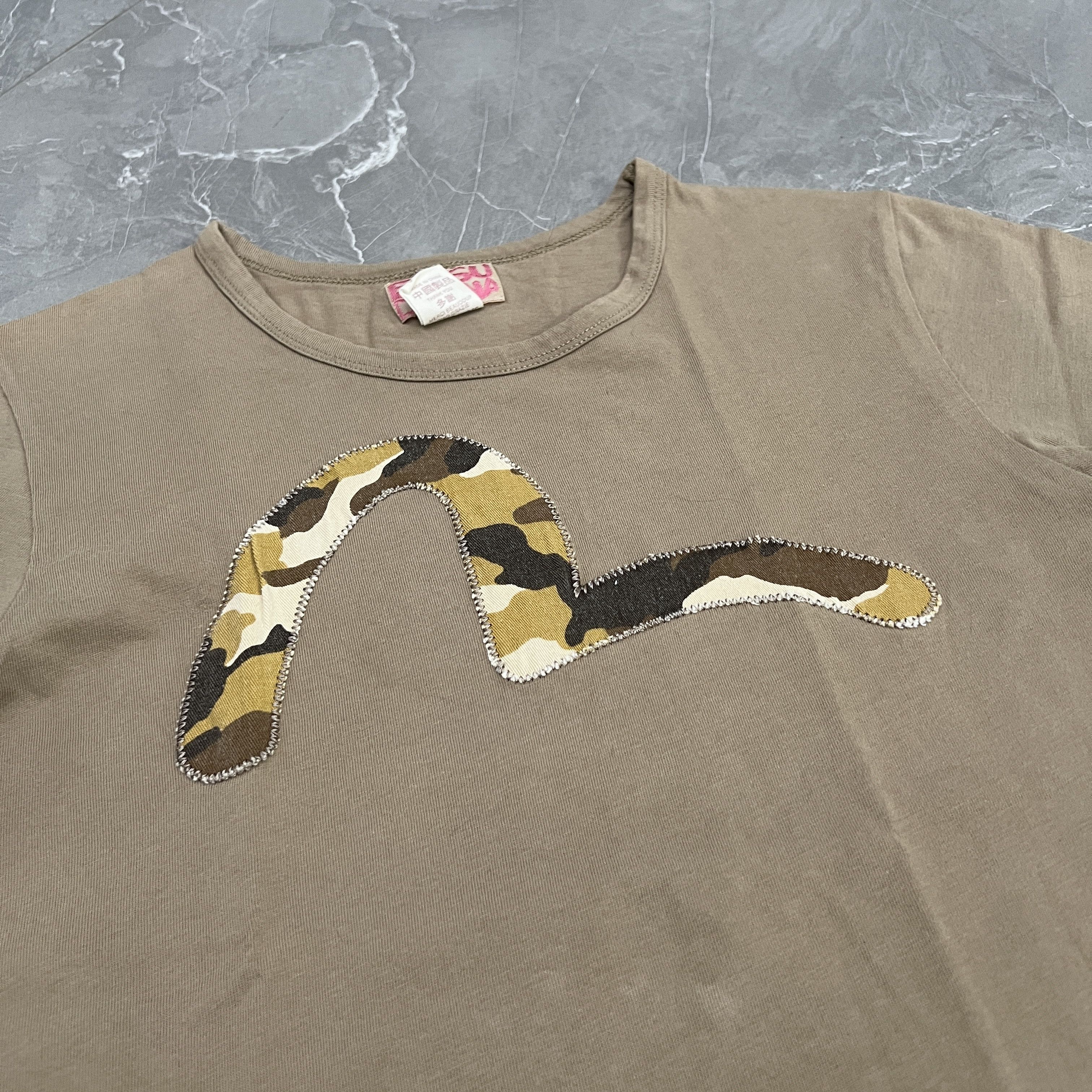 Evisu EVISU DONNA Camo Seagull Logo Beige Tee Size S / US 4 / IT 40 - 2 Thumbnail