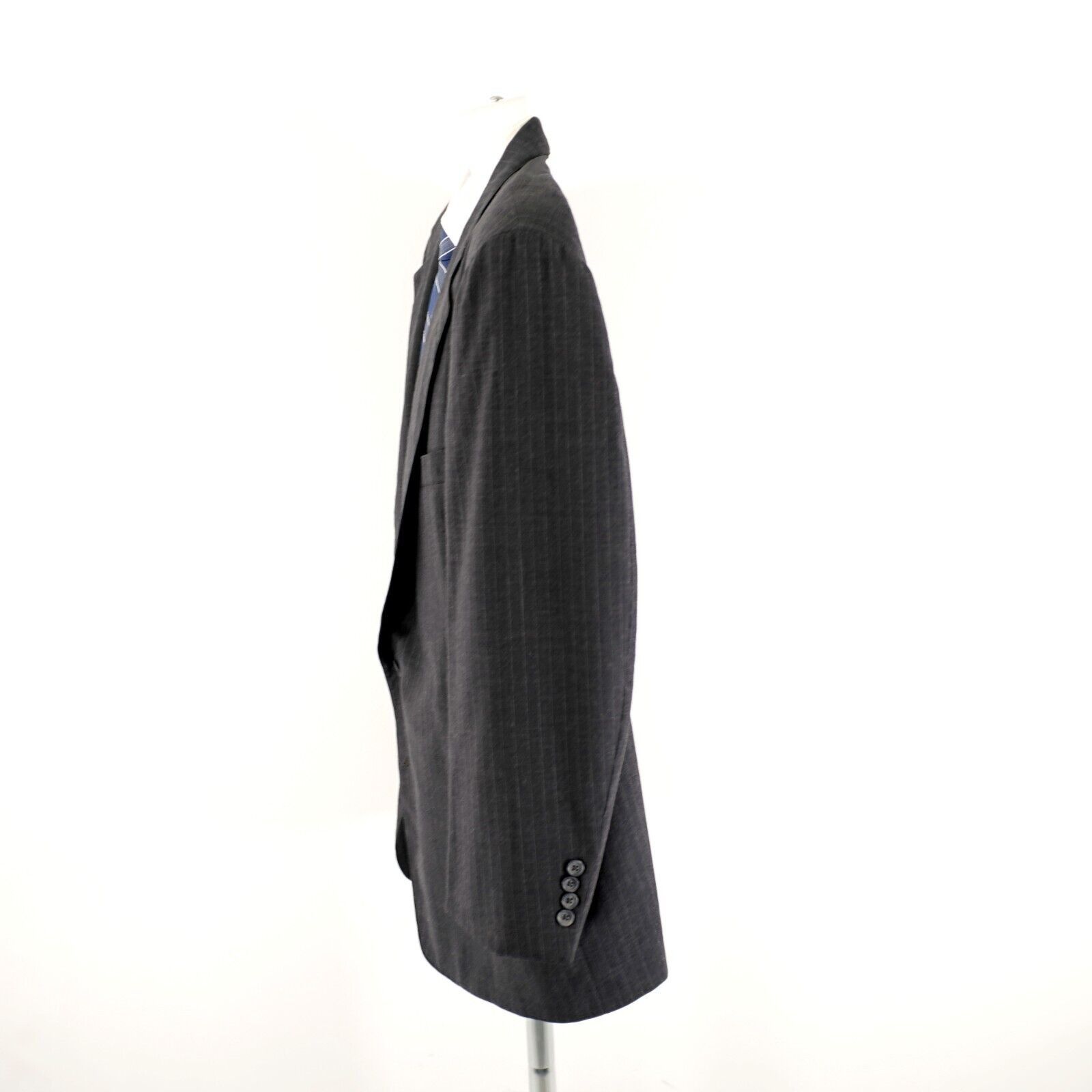 Nordstrom Nordstrom Wool Gray Striped 2 Button Suit Jacket 46R Size 46R - 6 Thumbnail